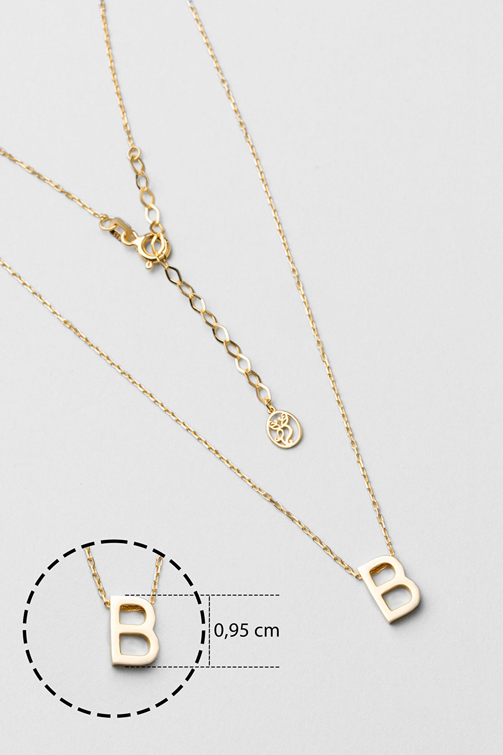 ⁠ My Story B Harfi 18 Ayar Sarı Altın Kaplama 45 Cm Gümüş Kolye_2}