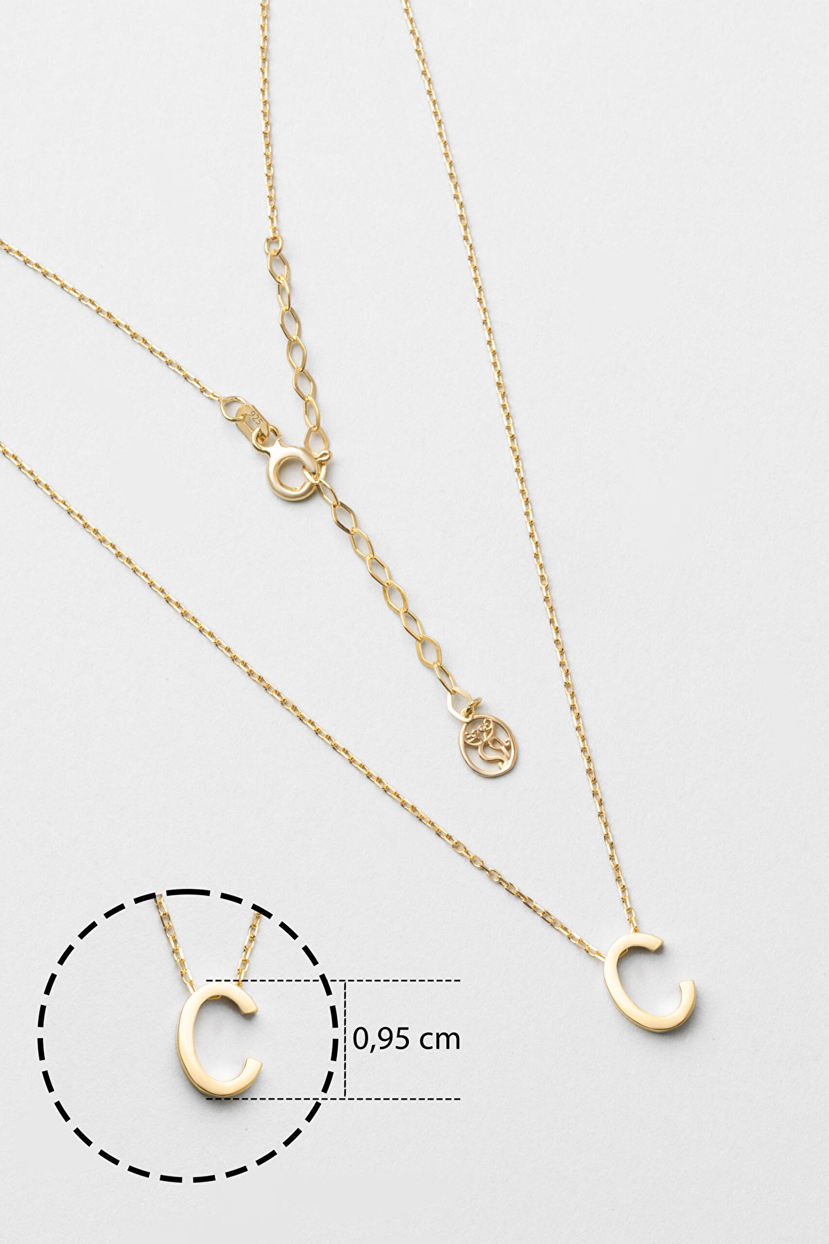 ⁠ My Story C Harfi 18 Ayar Sarı Altın Kaplama 45 Cm Gümüş Kolye_2}