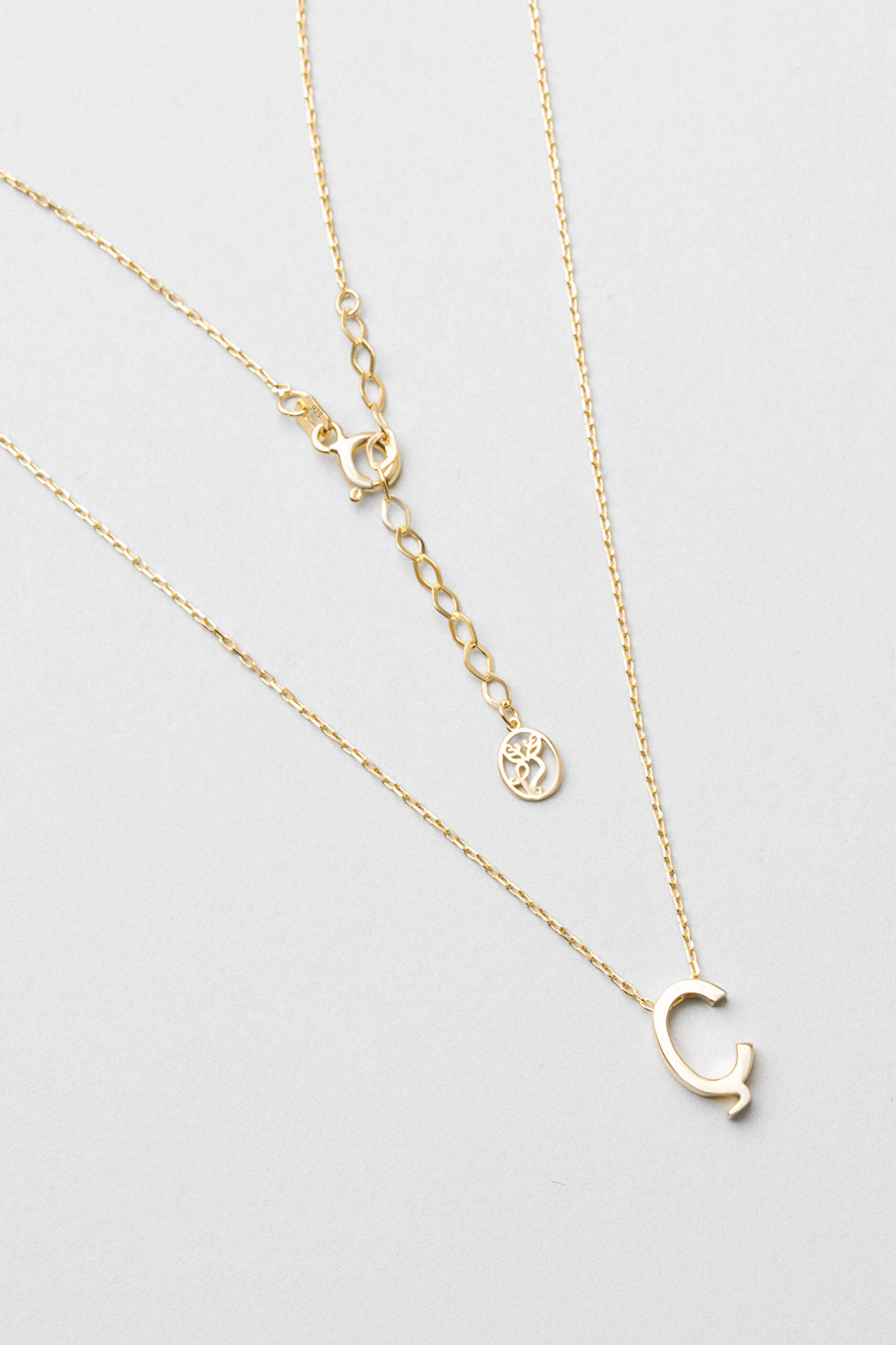 ⁠ My Story Ç Harfi 18 Ayar Sarı Altın Kaplama 45 Cm Gümüş Kolye_0}