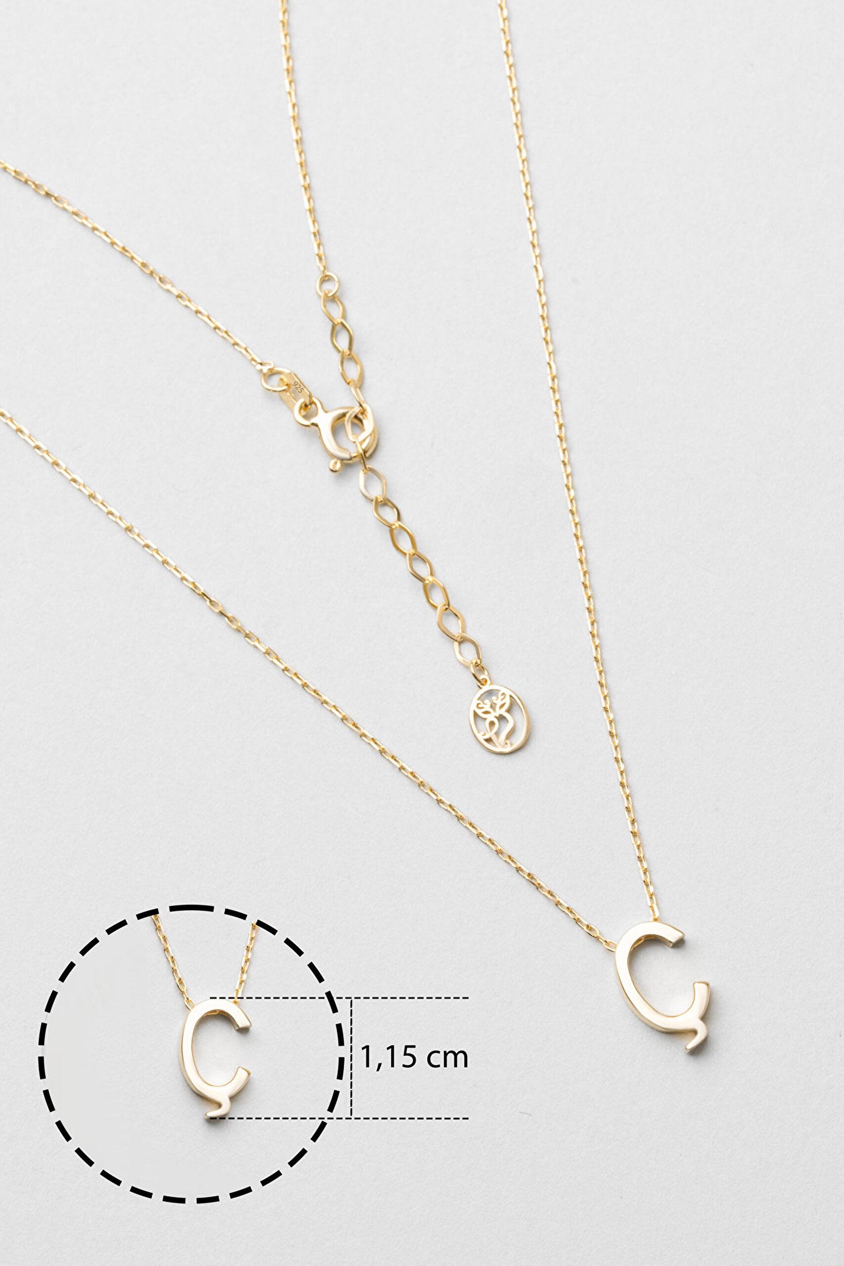 ⁠ My Story Ç Harfi 18 Ayar Sarı Altın Kaplama 45 Cm Gümüş Kolye_2}