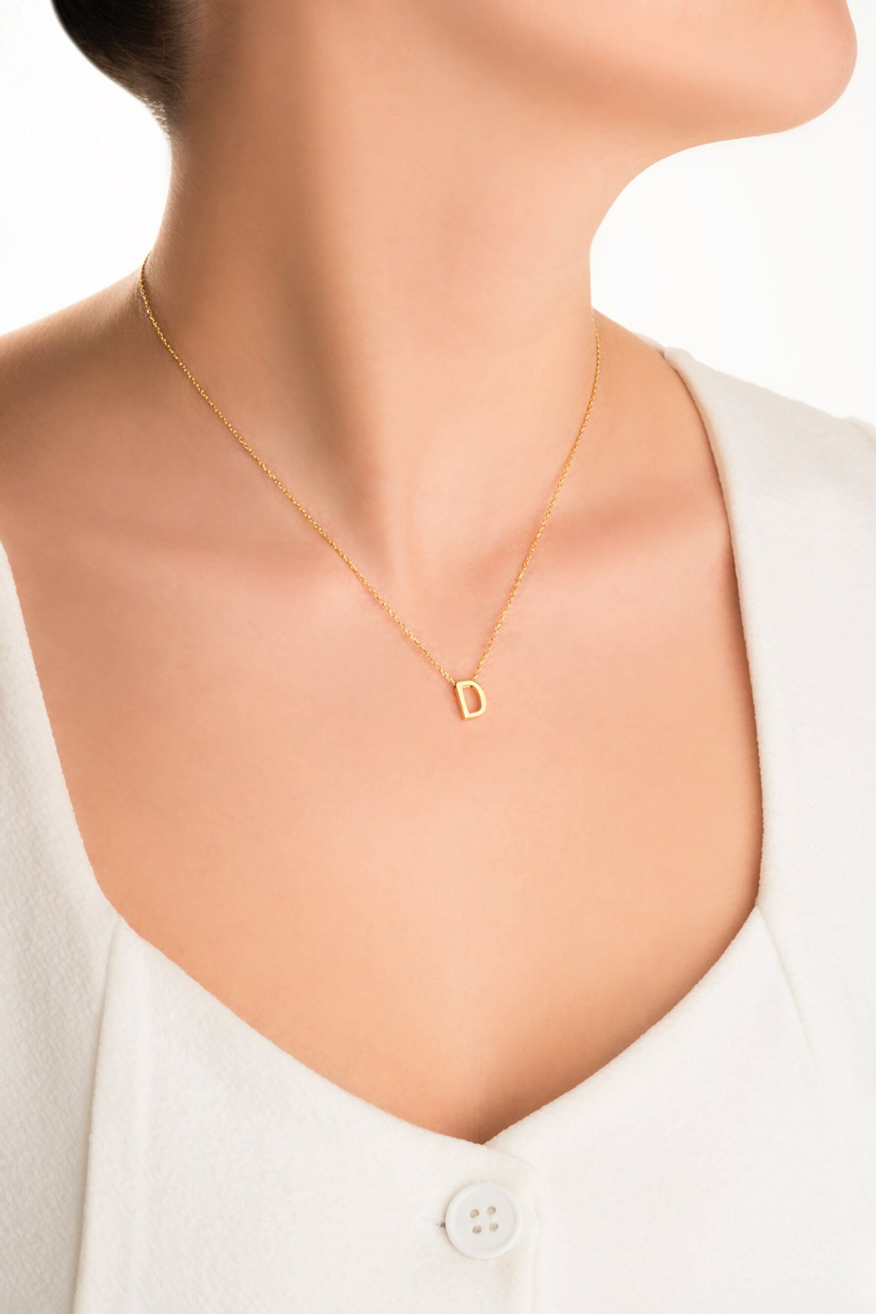 ⁠ My Story D Harfi 18 Ayar Sarı Altın Kaplama 45 Cm Gümüş Kolye_3}