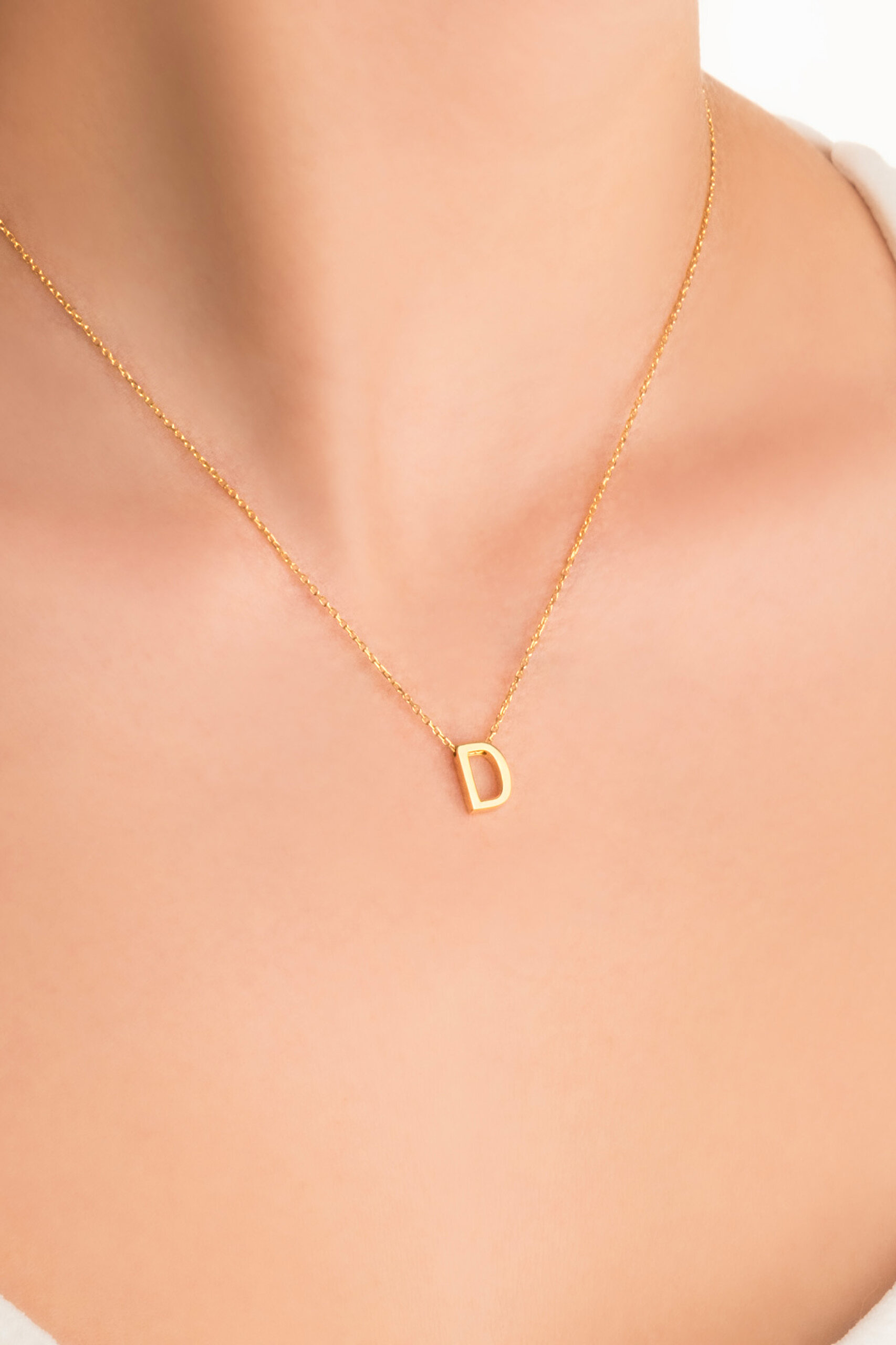 ⁠ My Story D Harfi 18 Ayar Sarı Altın Kaplama 45 Cm Gümüş Kolye_1}