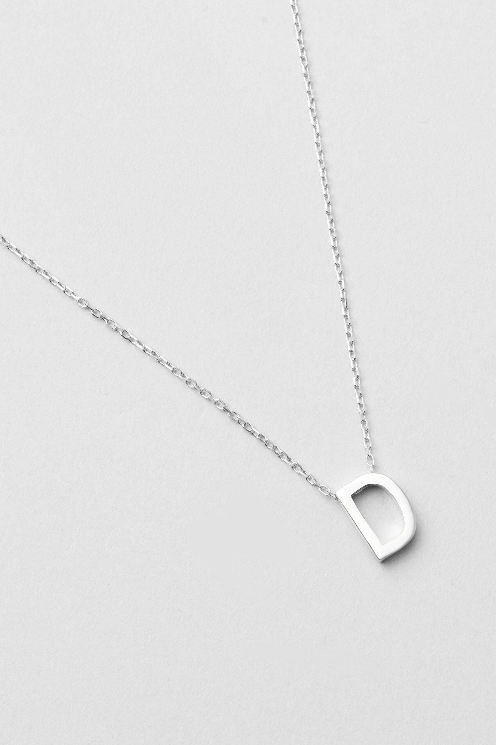 My Story D Harfi 18 Ayar Beyaz Altın Kaplama 45 Cm Gümüş Kolye - 4