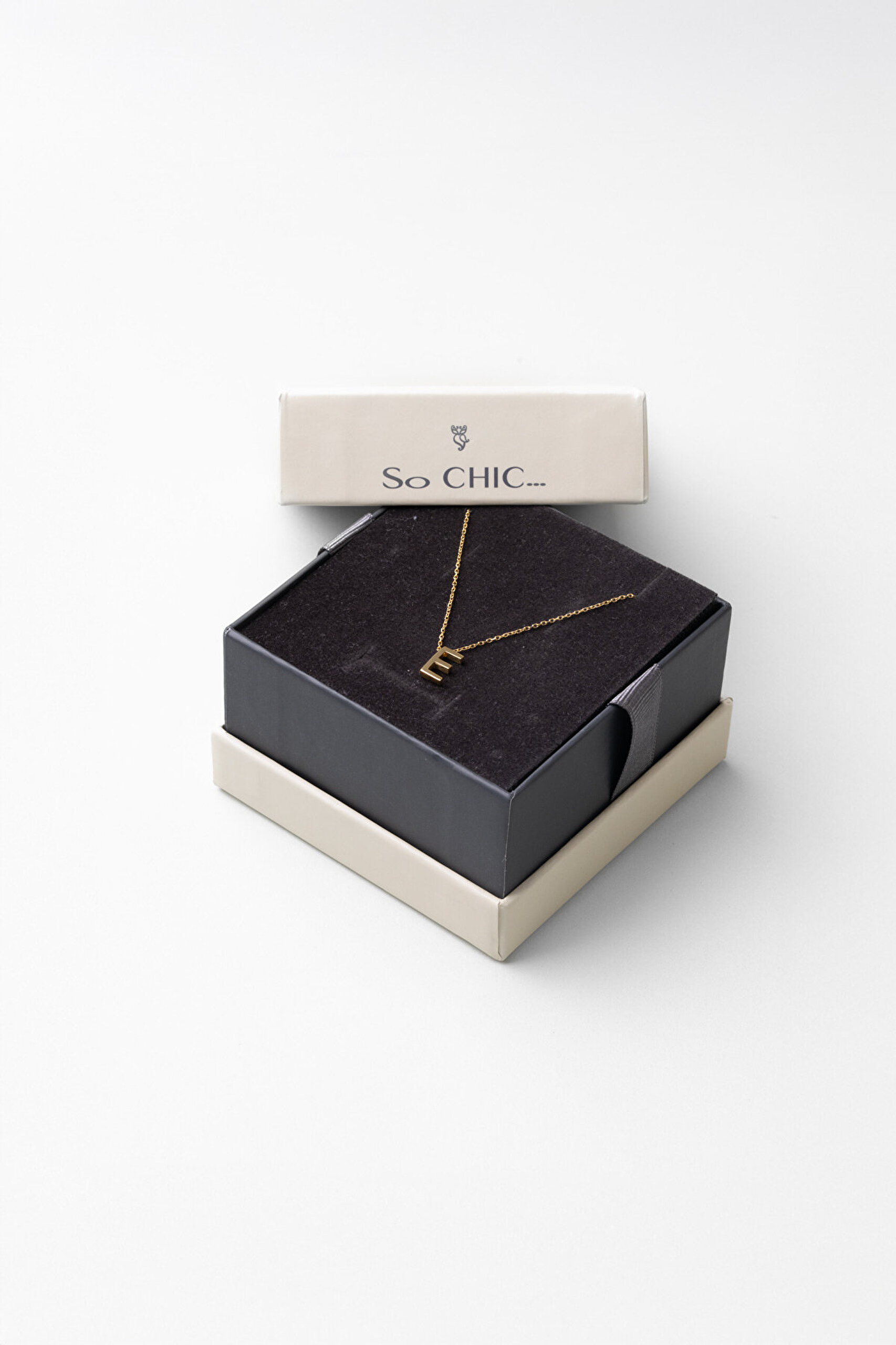 My Story E Harfi 18 Ayar Sarı Altın Kaplama 45 Cm Gümüş Kolye - 5