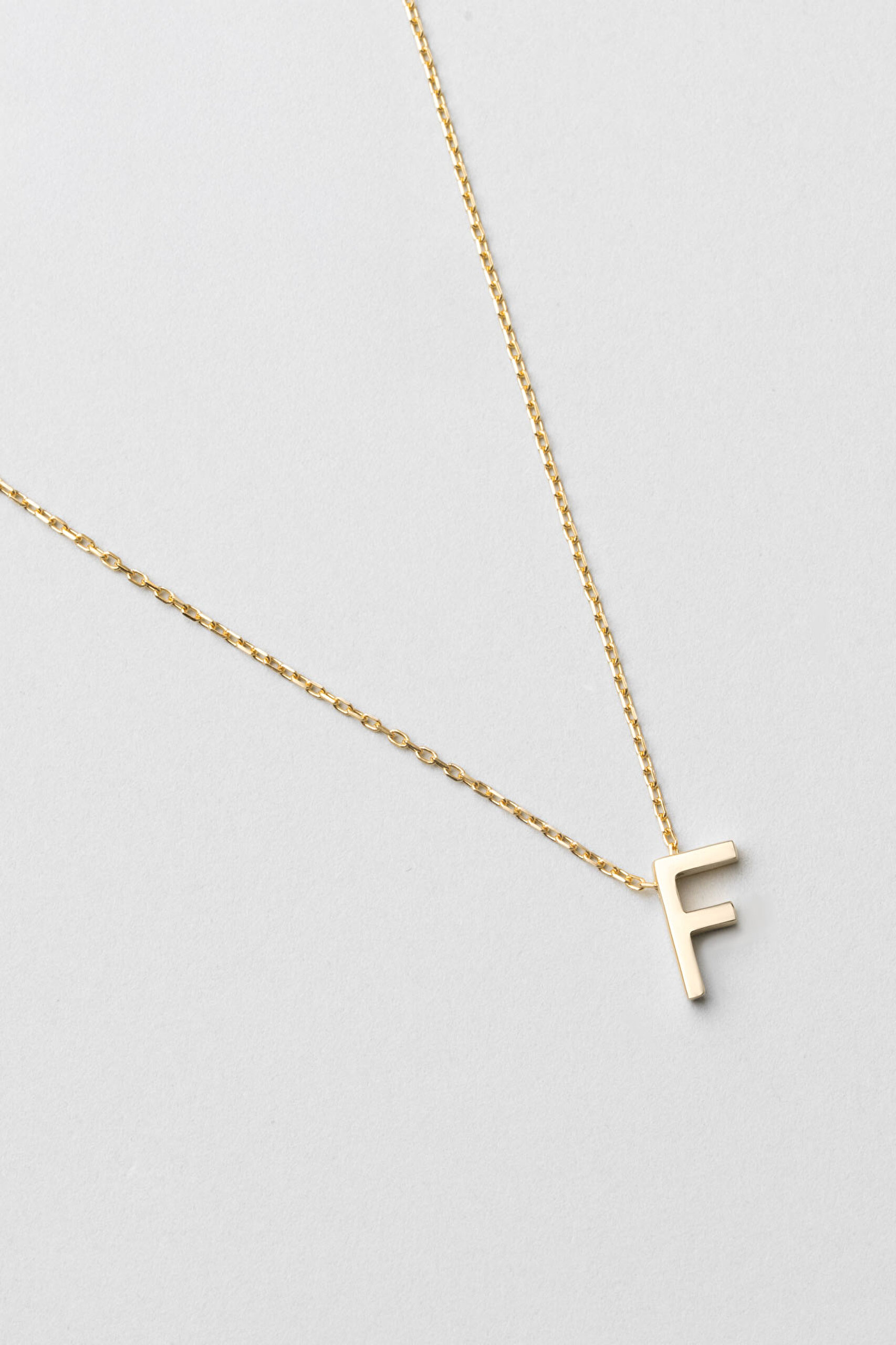 ⁠ My Story F Harfi 18 Ayar Sarı Altın Kaplama 45 Cm Gümüş Kolye_4}