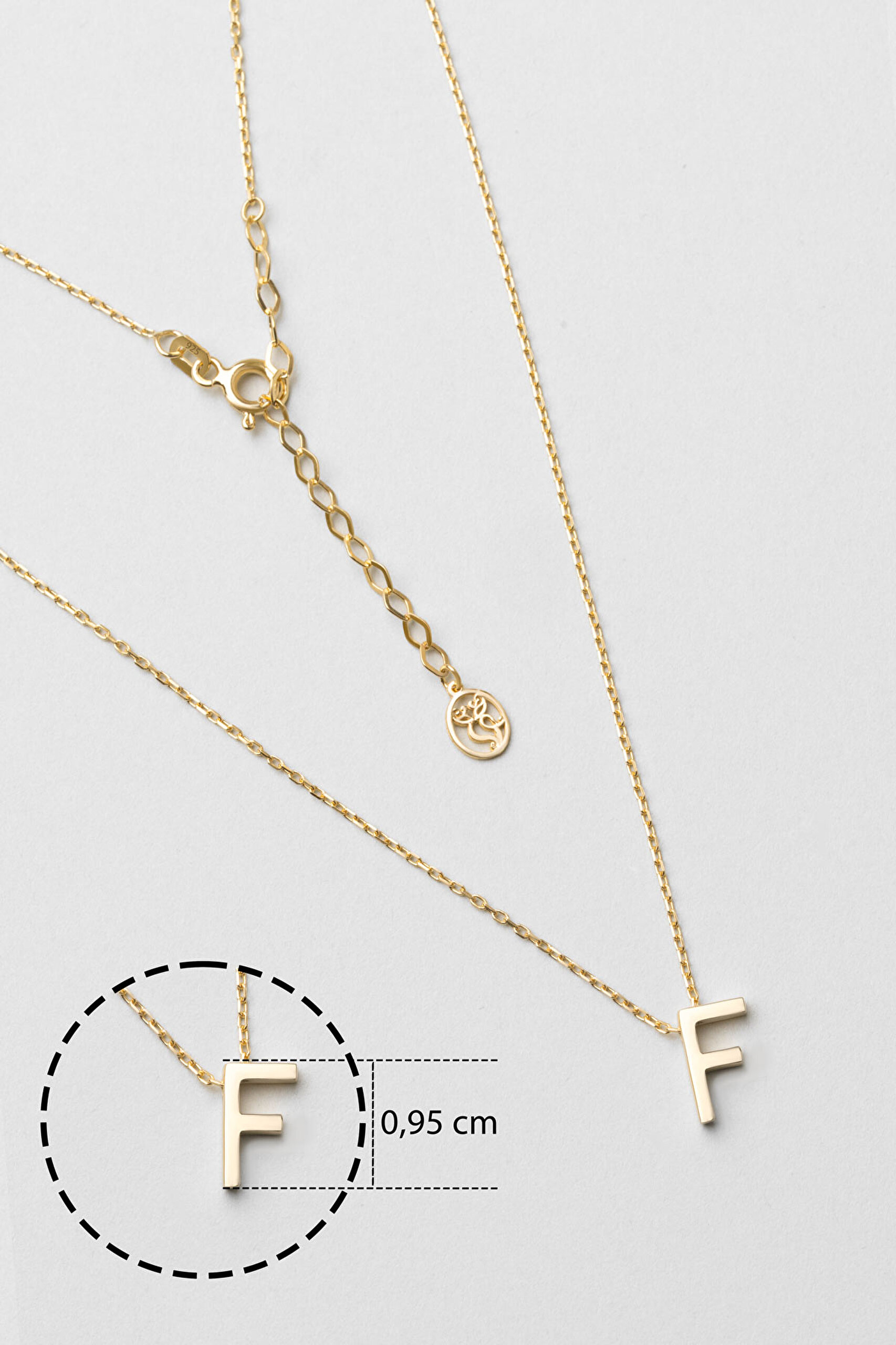 ⁠ My Story F Harfi 18 Ayar Sarı Altın Kaplama 45 Cm Gümüş Kolye_2}