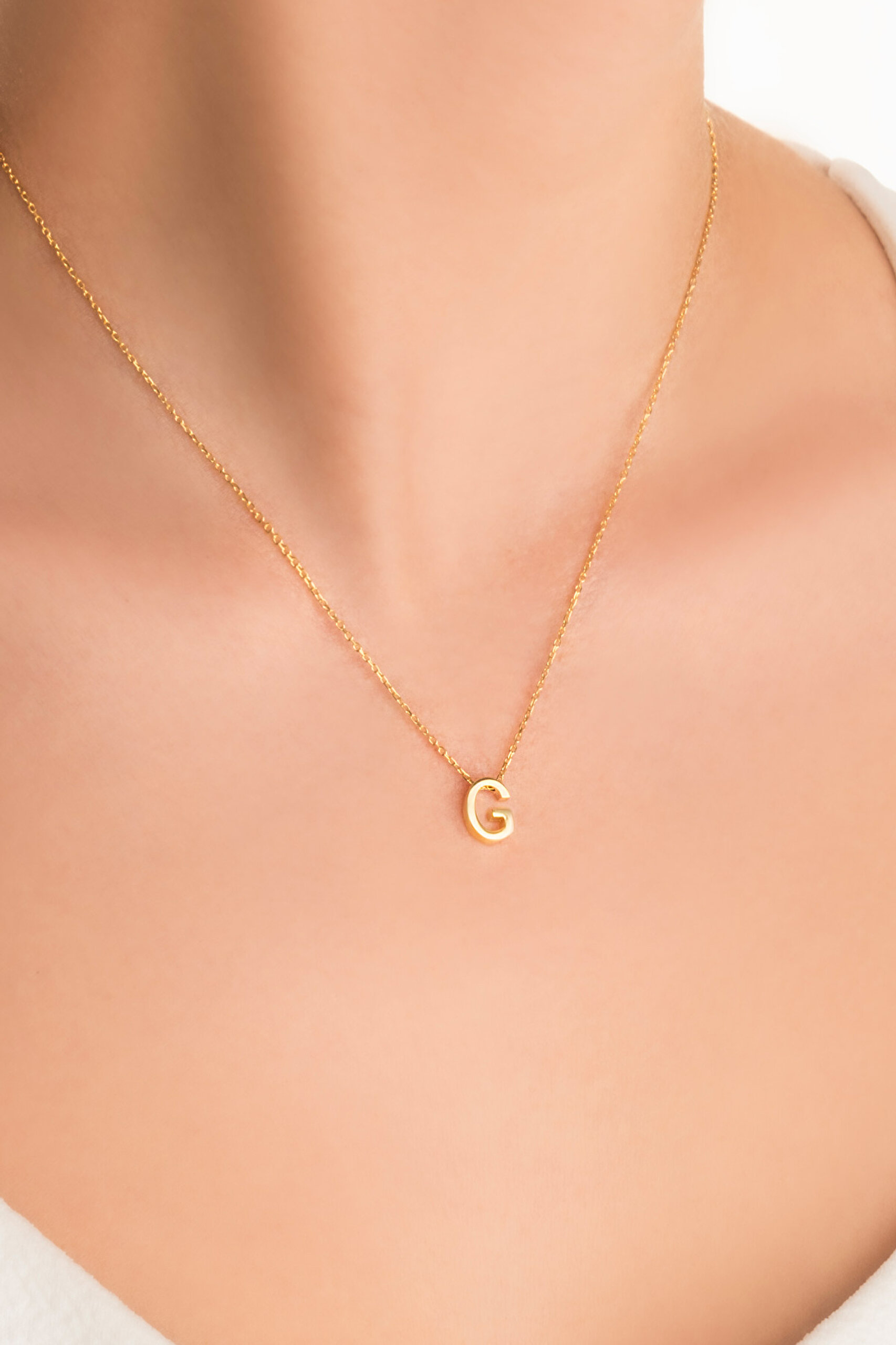 ⁠ My Story G Harfi 18 Ayar Sarı Altın Kaplama 45 Cm Gümüş Kolye_1}