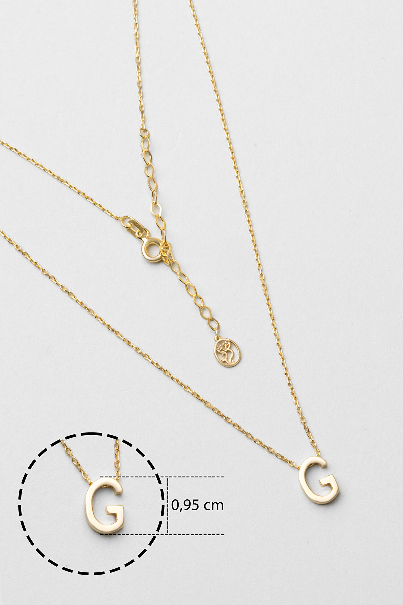 ⁠ My Story G Harfi 18 Ayar Sarı Altın Kaplama 45 Cm Gümüş Kolye_2}