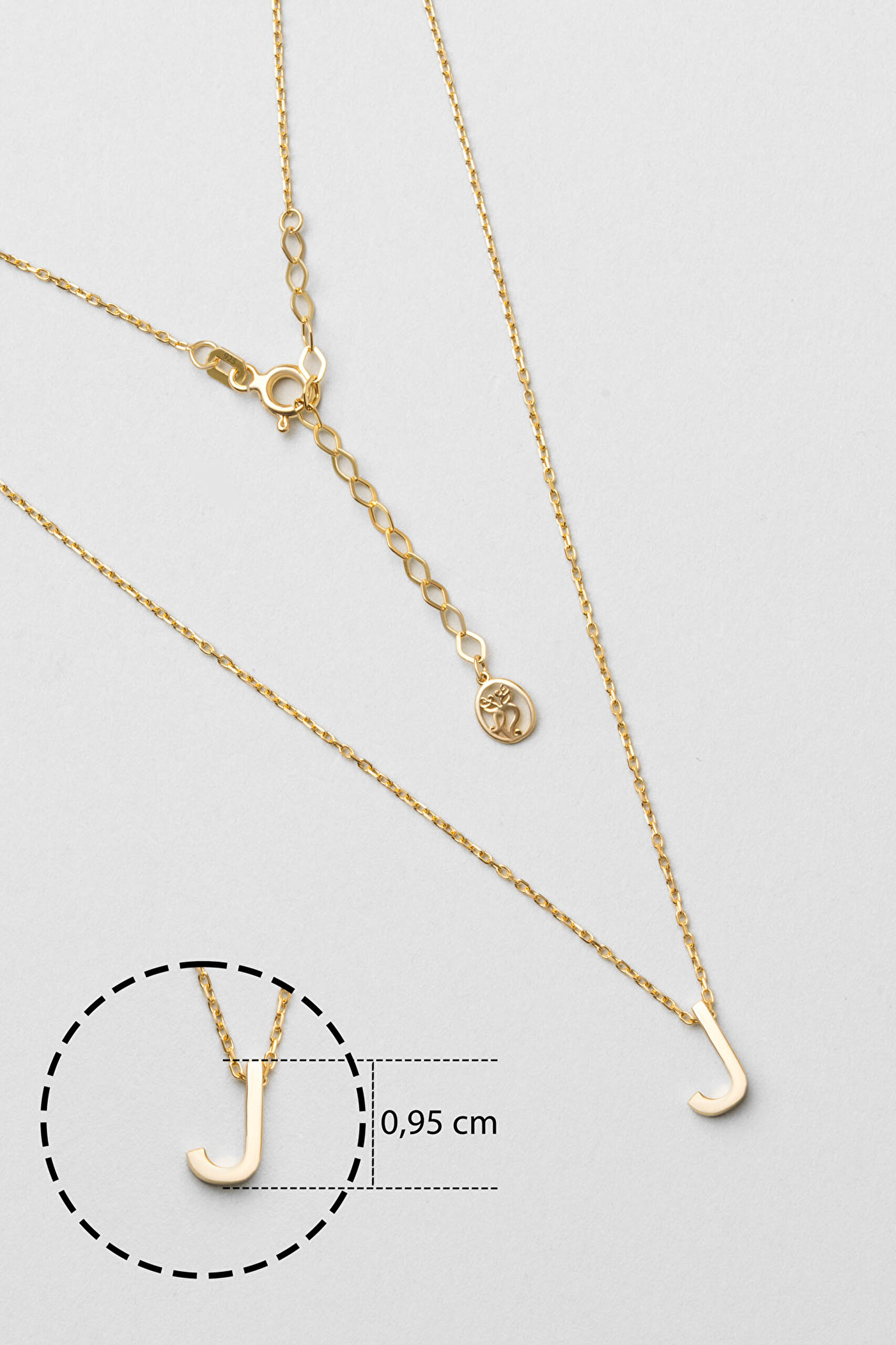 ⁠ My Story J Harfi 18 Ayar Sarı Altın Kaplama 45 Cm Gümüş Kolye_2}