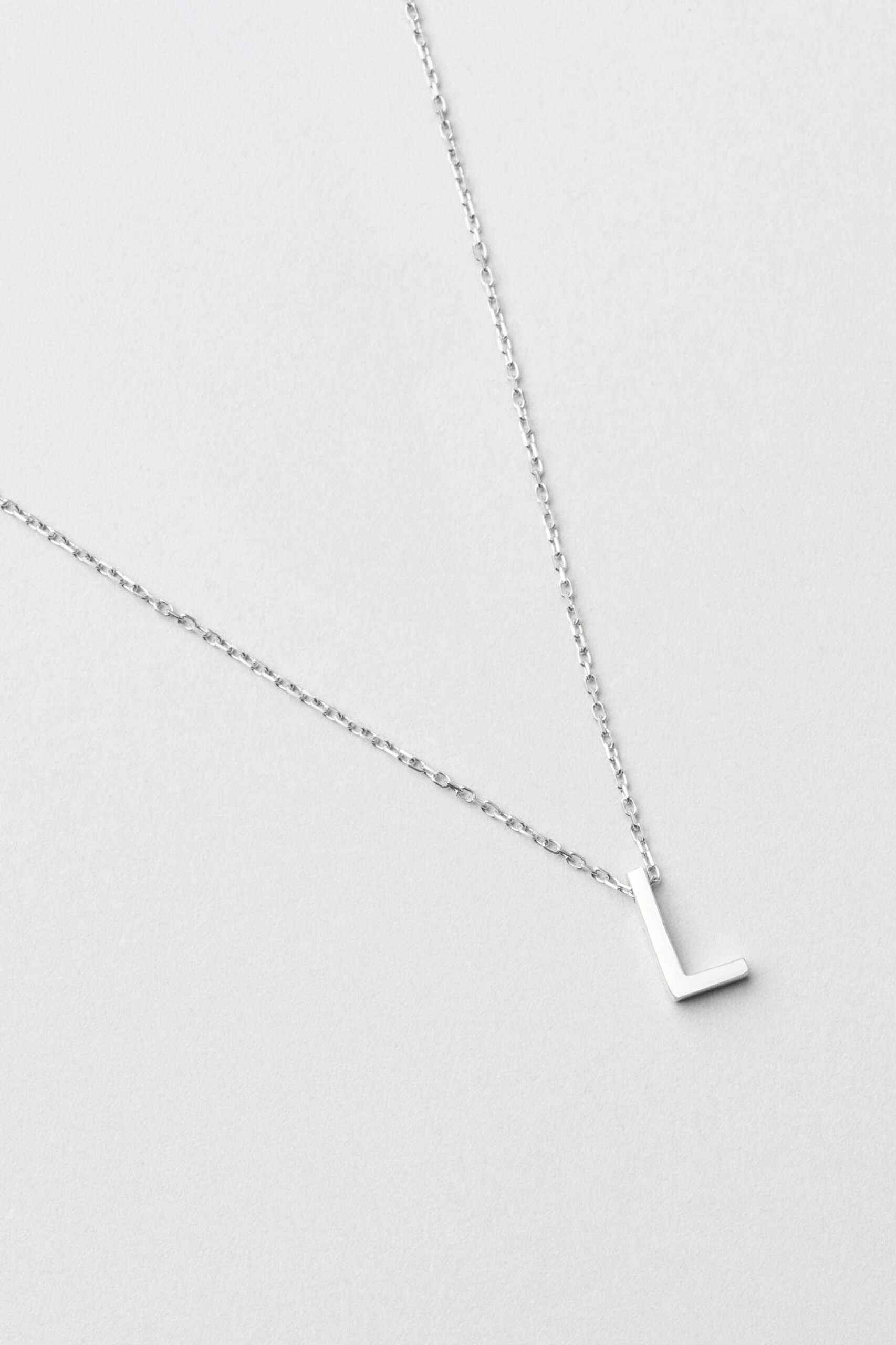 ⁠ My Story L Harfi 18 Ayar Beyaz Altın Kaplama 45 Cm Gümüş Kolye_4}