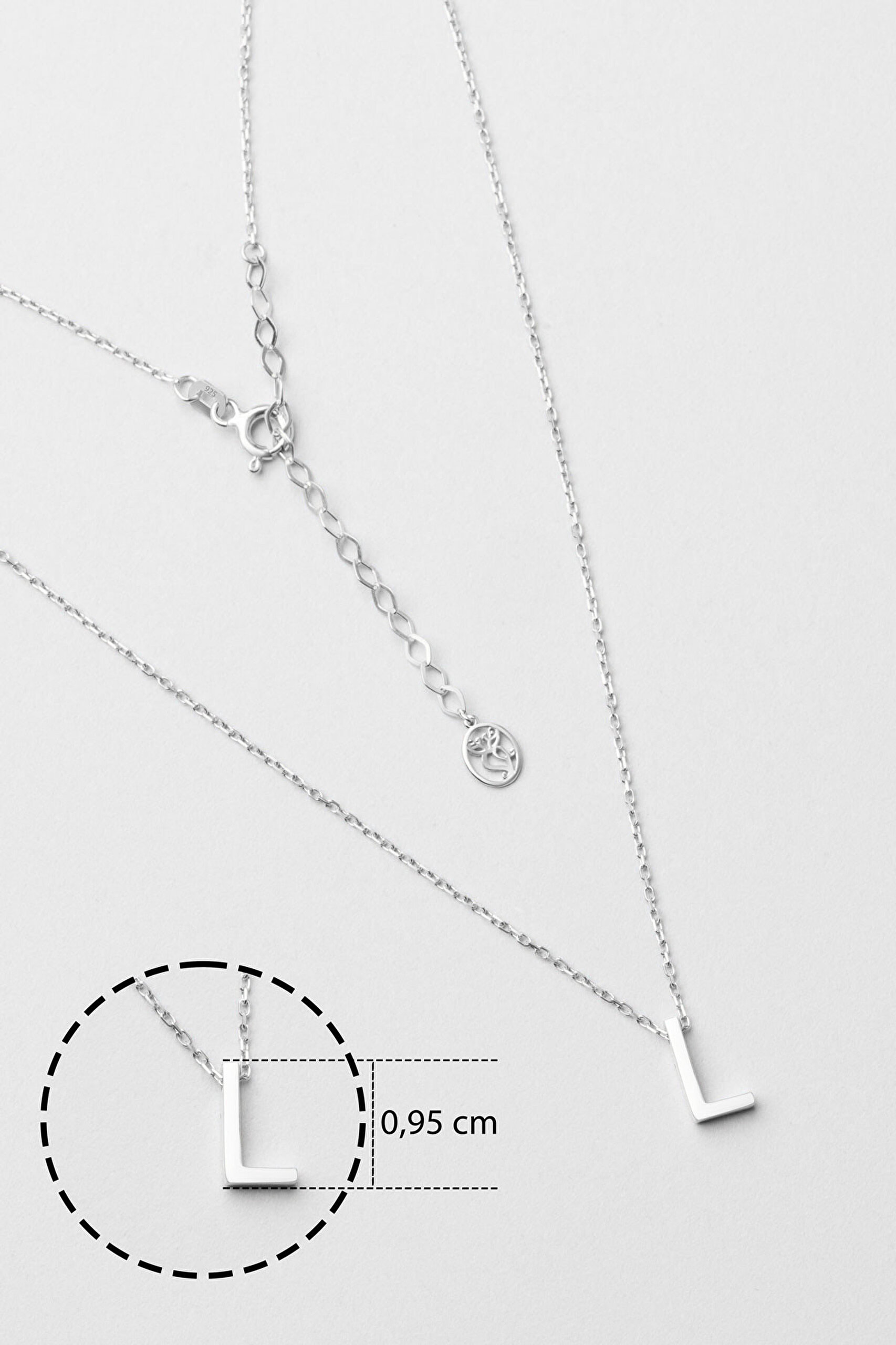 ⁠ My Story L Harfi 18 Ayar Beyaz Altın Kaplama 45 Cm Gümüş Kolye_2}