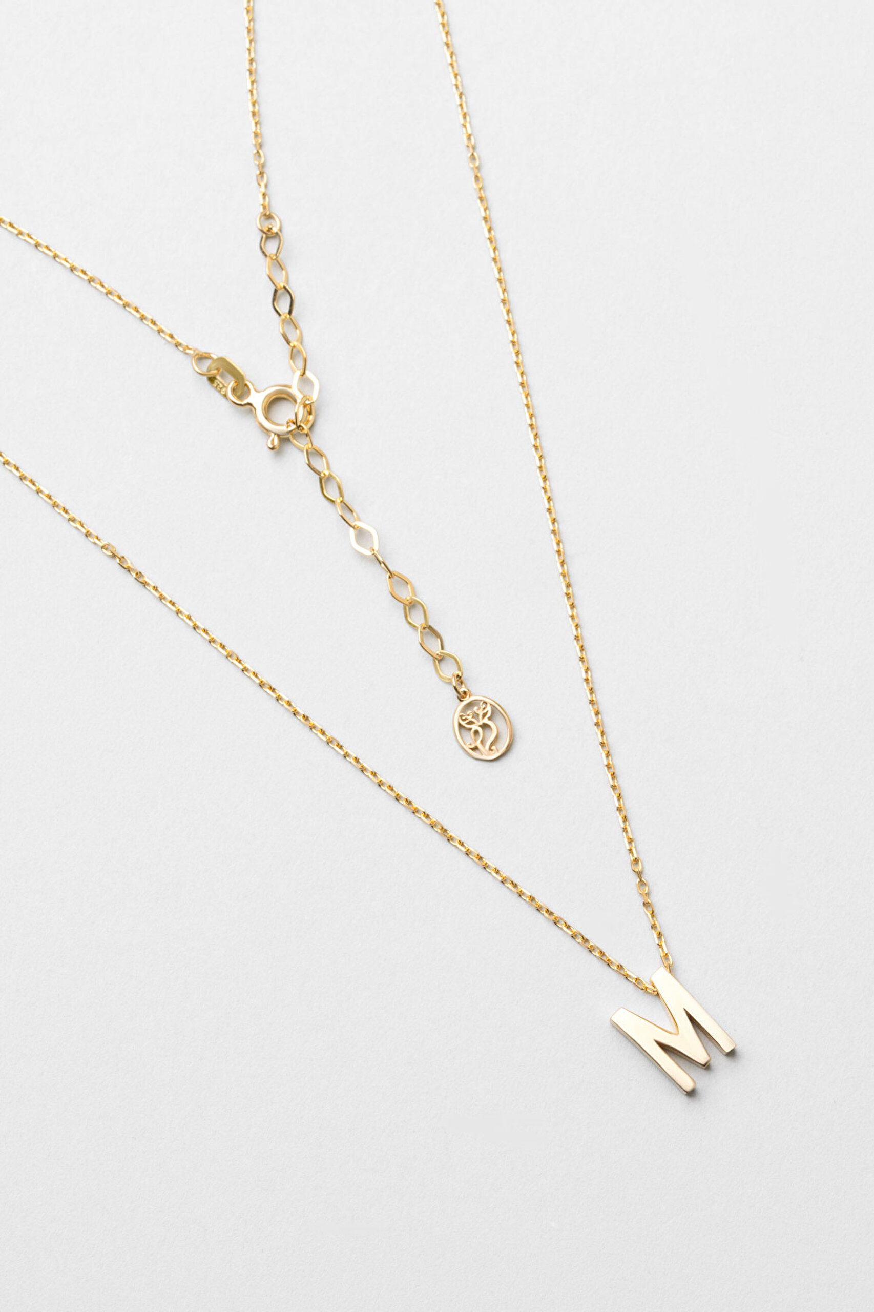 ⁠ My Story M Harfi 18 Ayar Sarı Altın Kaplama 45 Cm Gümüş Kolye_0}