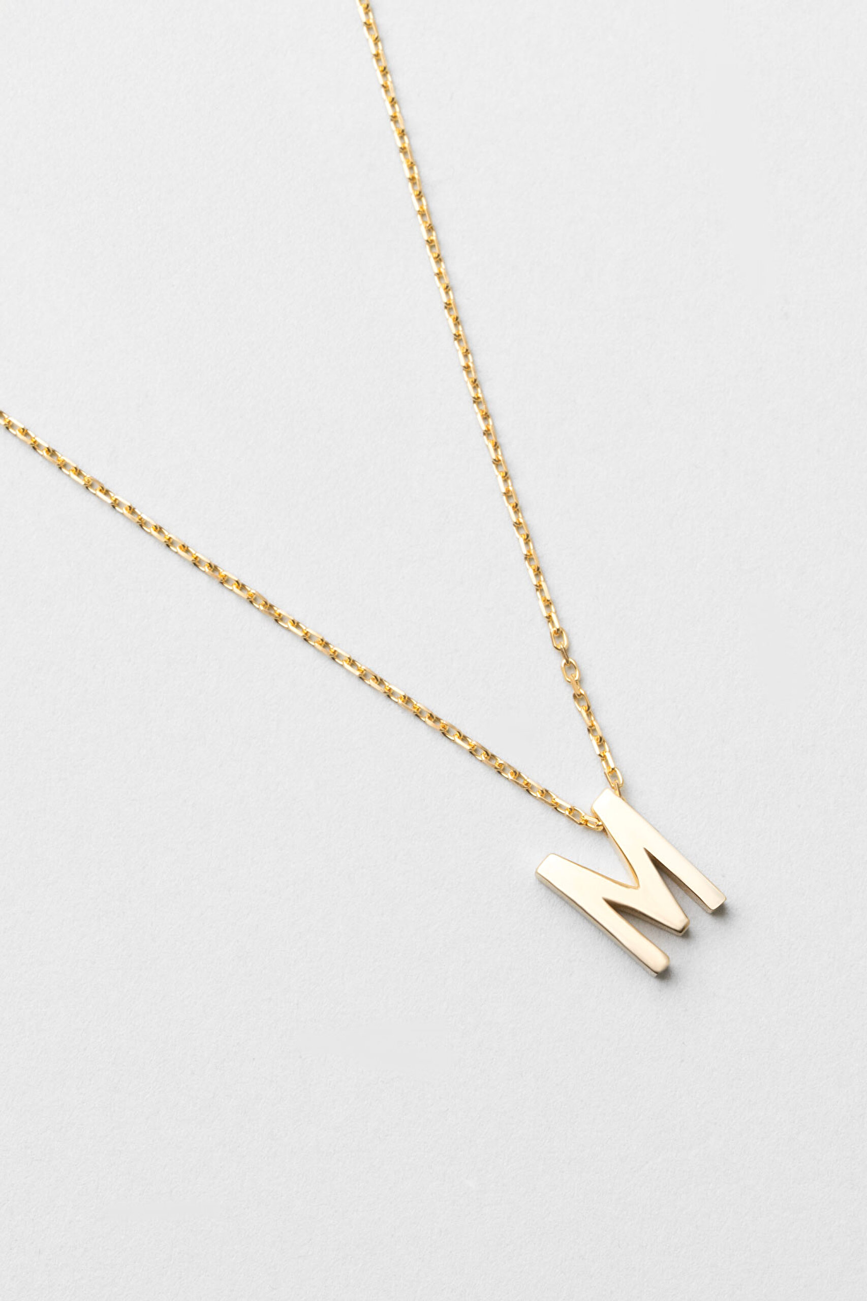 ⁠ My Story M Harfi 18 Ayar Sarı Altın Kaplama 45 Cm Gümüş Kolye_4}