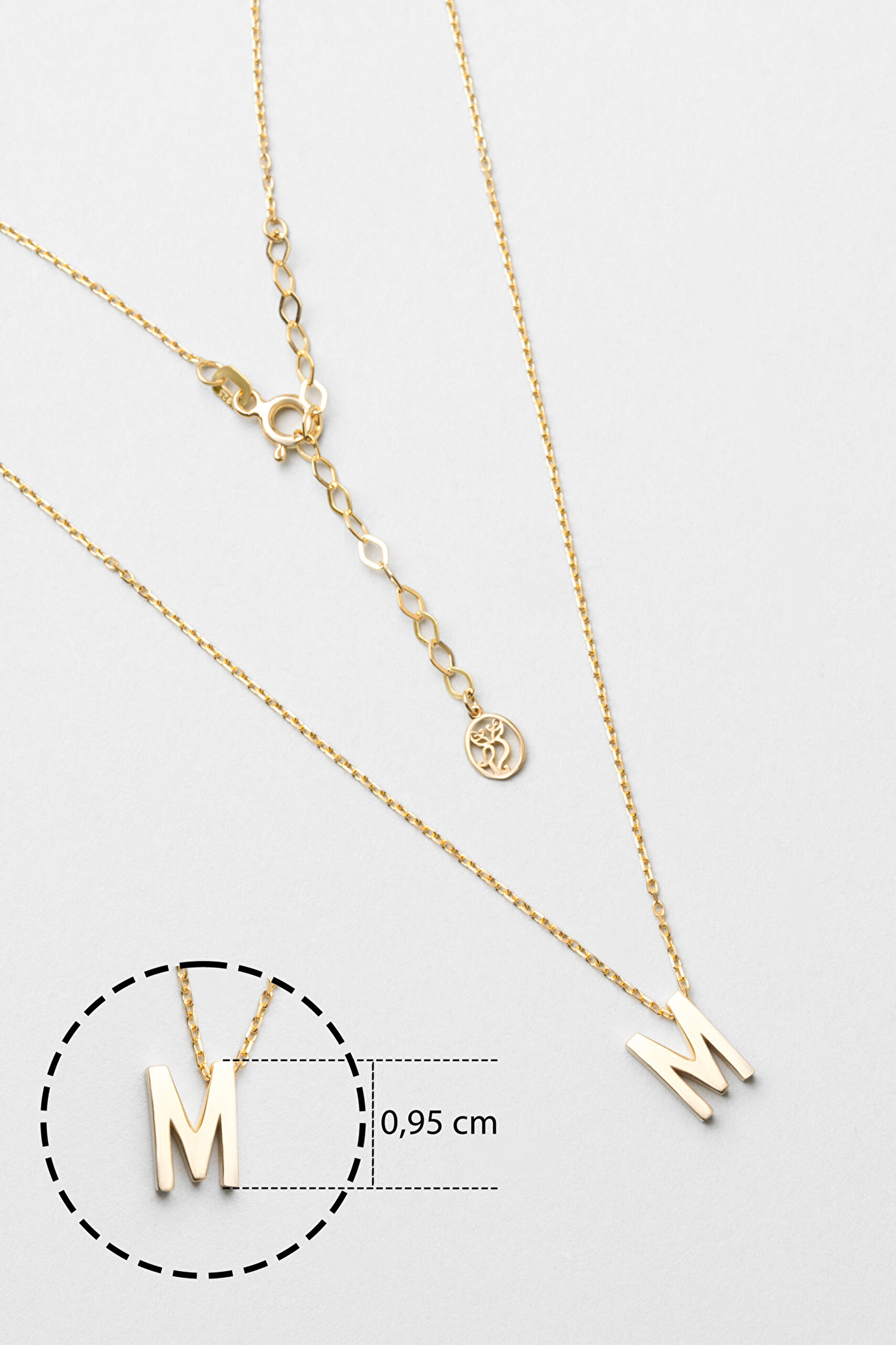⁠ My Story M Harfi 18 Ayar Sarı Altın Kaplama 45 Cm Gümüş Kolye_2}