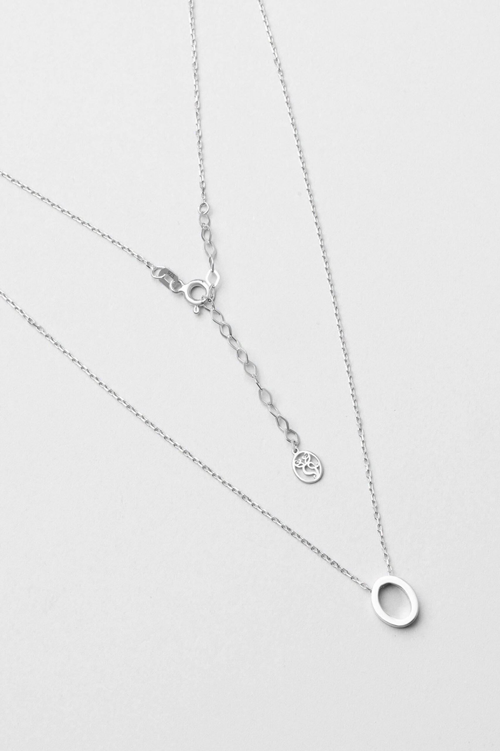 ⁠ My Story O Harfi 18 Ayar Beyaz Altın Kaplama 45 Cm Gümüş Kolye_0}