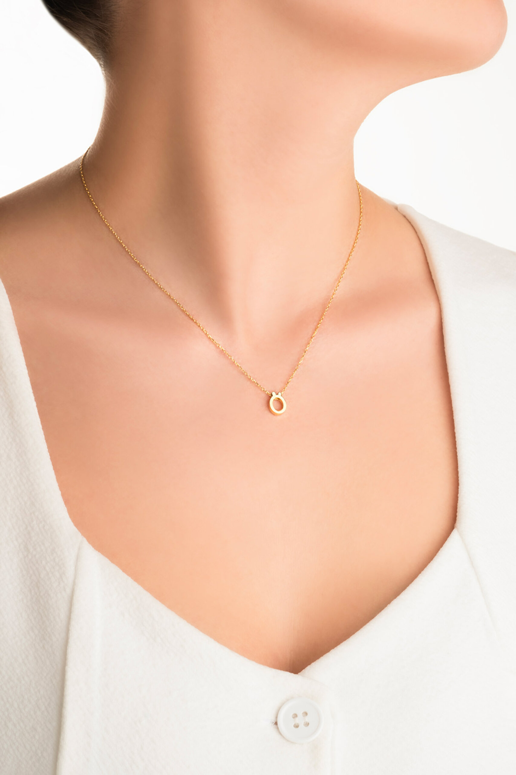 ⁠ My Story Ö Harfi 18 Ayar Sarı Altın Kaplama 45 Cm Gümüş Kolye_3}