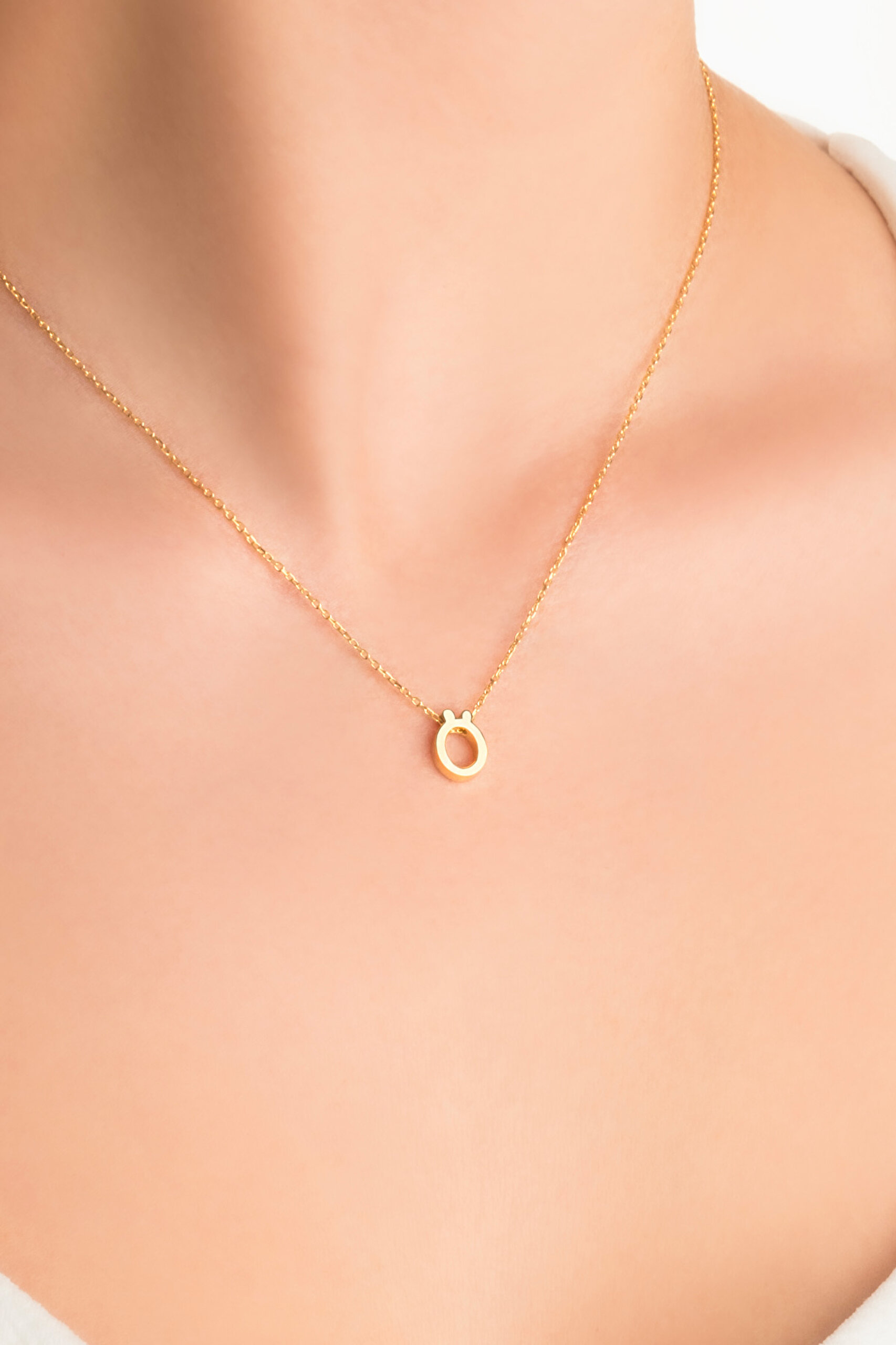 ⁠ My Story Ö Harfi 18 Ayar Sarı Altın Kaplama 45 Cm Gümüş Kolye_1}