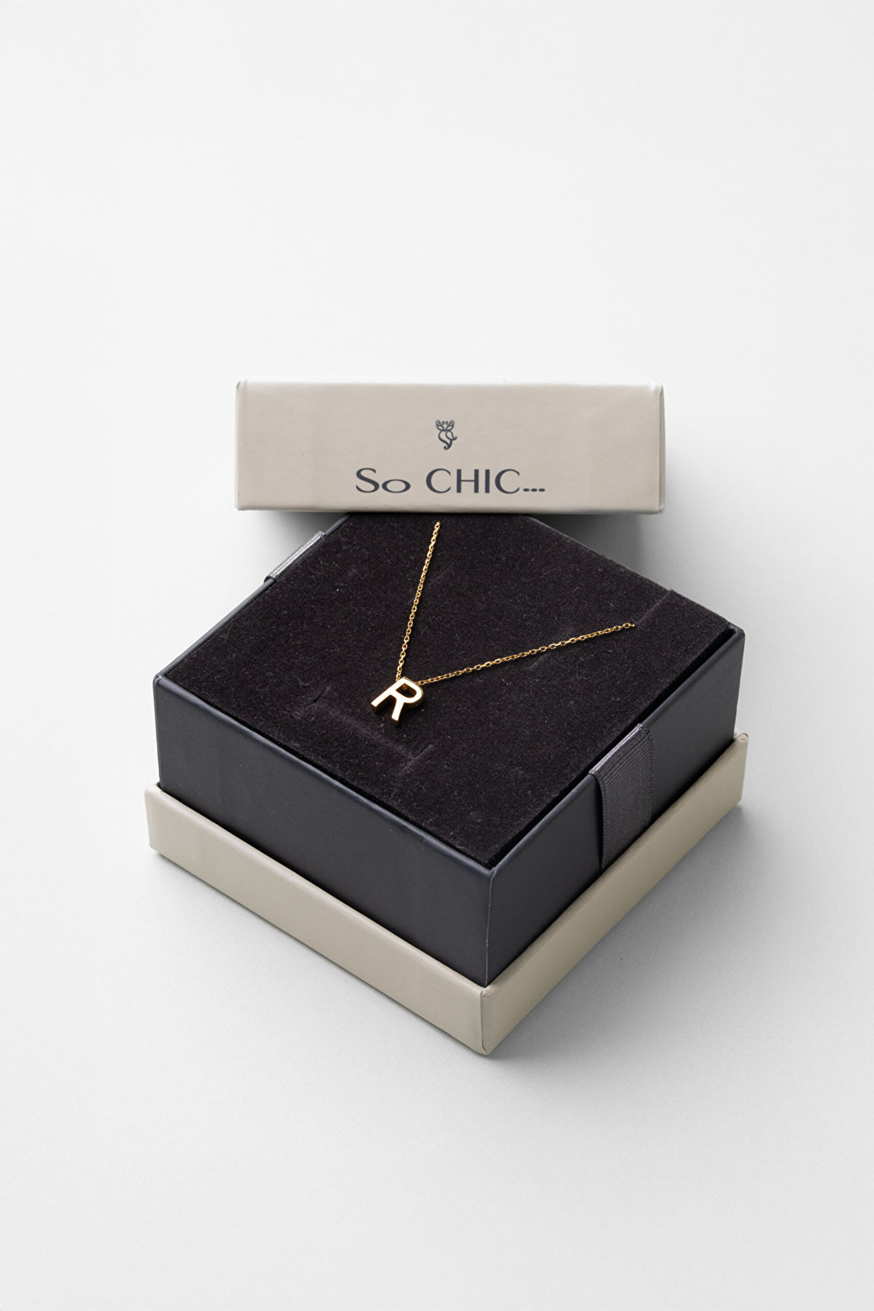 My Story R Harfi 18 Ayar Sarı Altın Kaplama 45 Cm Gümüş Kolye - 5