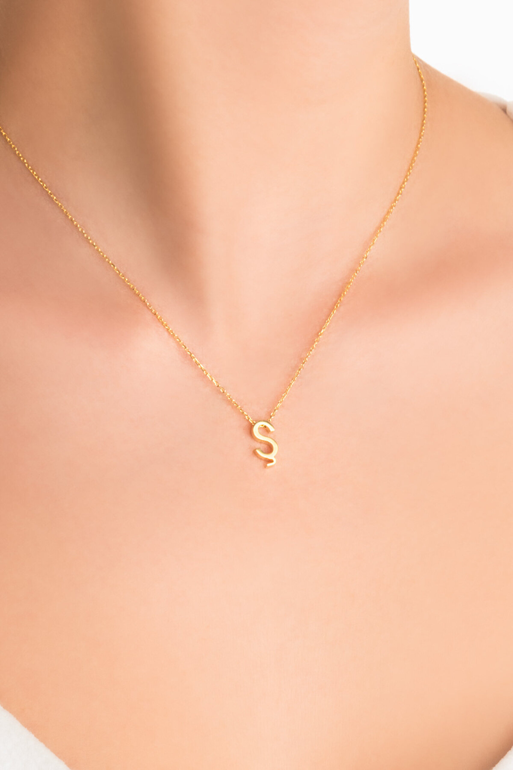 My Story Ş Harfi 18 Ayar Sarı Altın Kaplama 45 Cm Gümüş Kolye - 1