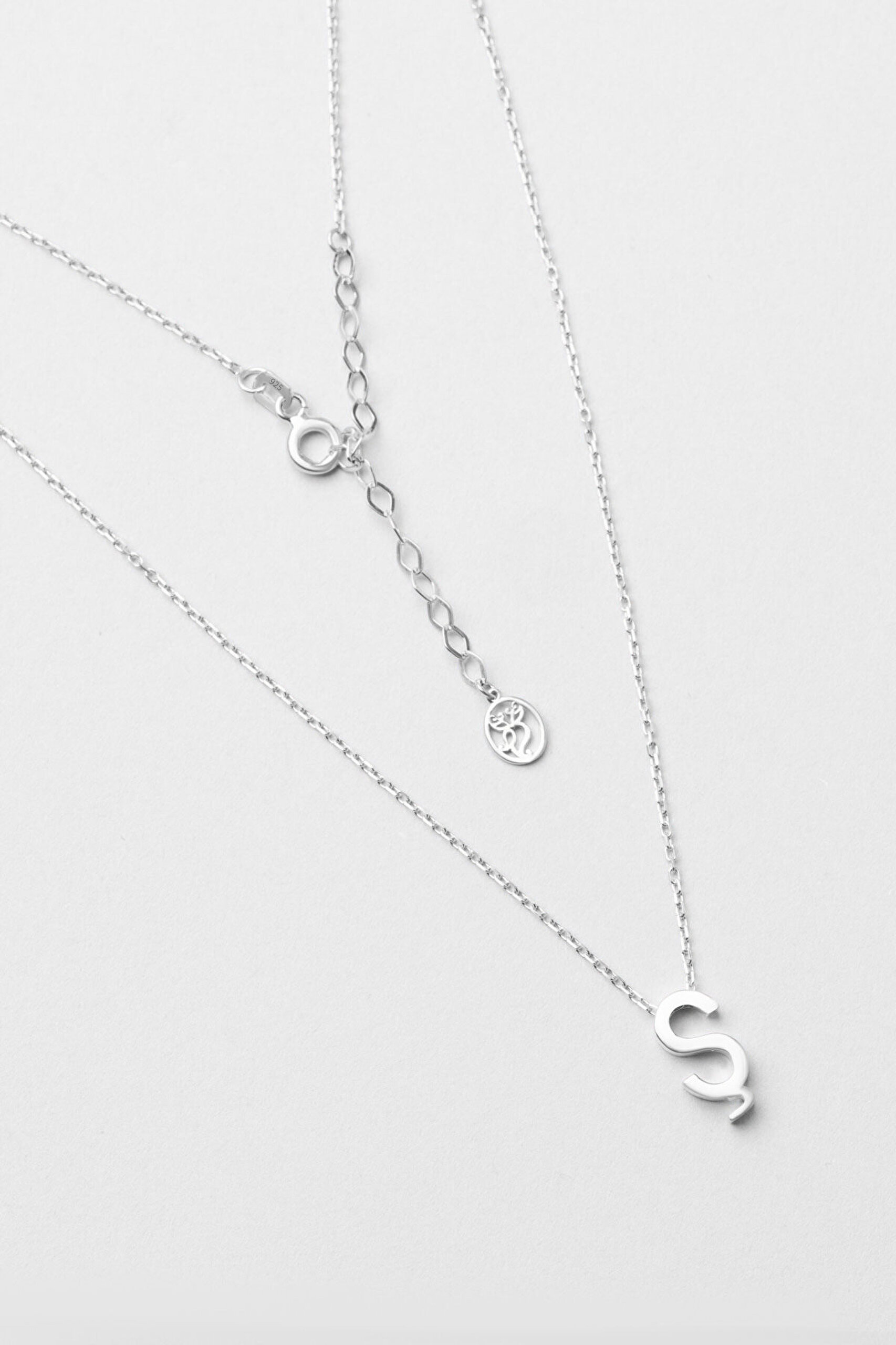 My Story Ş Harfi 18 Ayar Beyaz Altın Kaplama 45 Cm Gümüş Kolye - 0