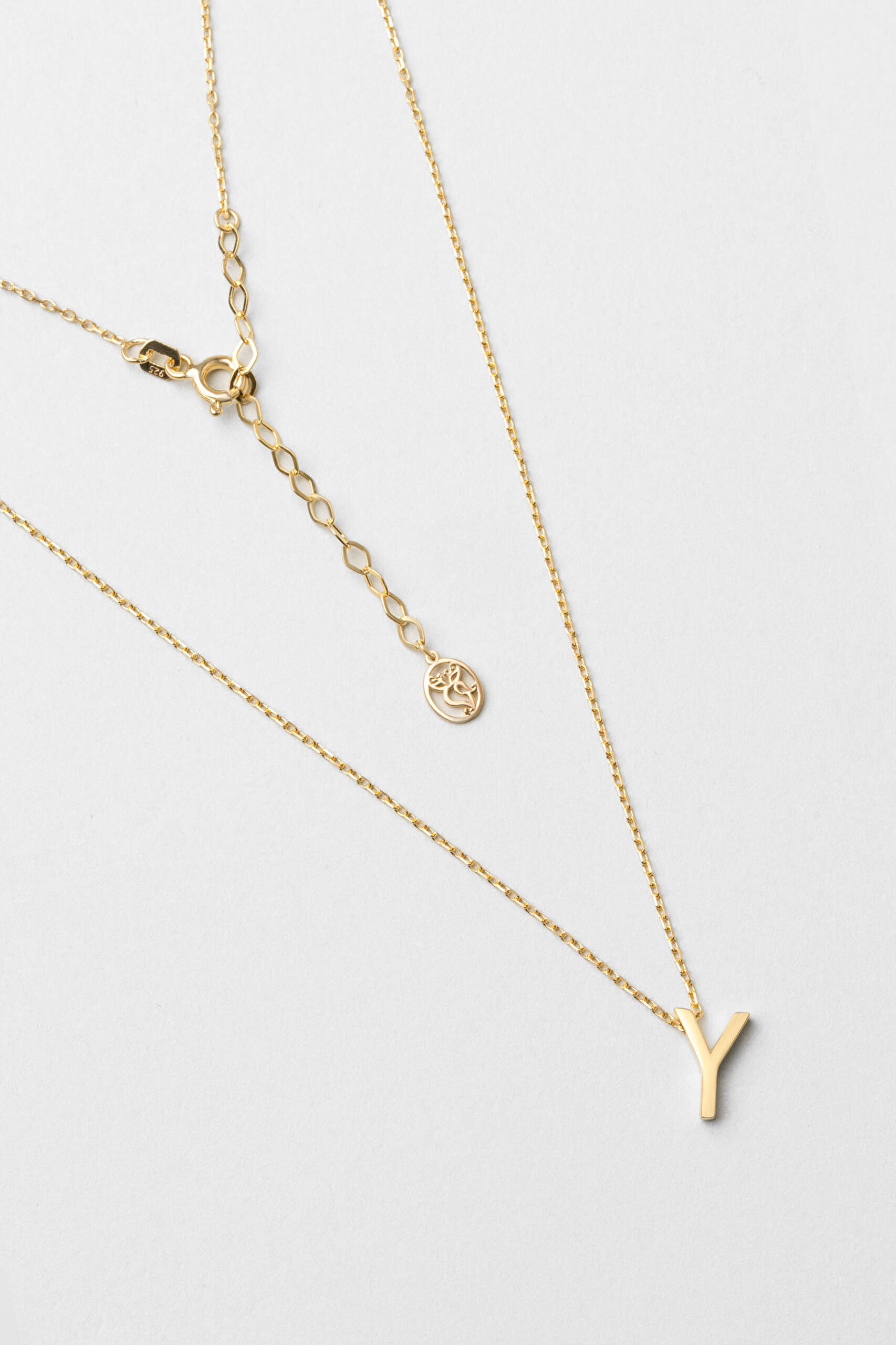 My Story Y Harfi 18 Ayar Sarı Altın Kaplama 45 Cm Gümüş Kolye - 0