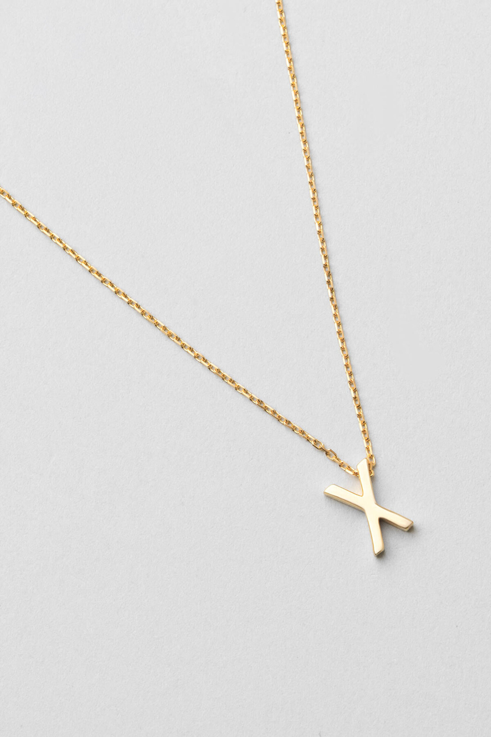 My Story X Harfi 18 Ayar Sarı Altın Kaplama 45 Cm Gümüş Kolye - 4