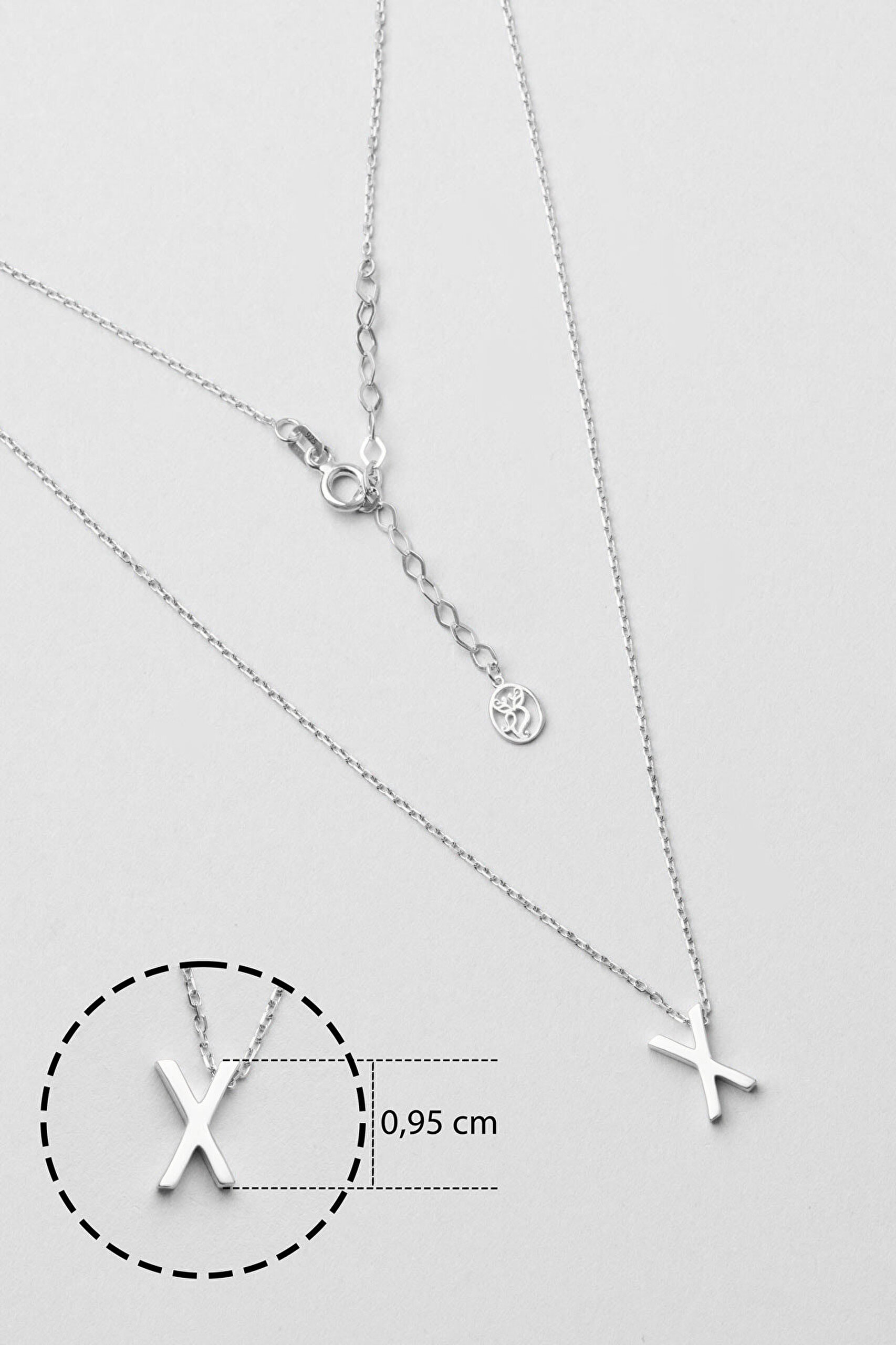 My Story X Harfi 18 Ayar Beyaz Altın Kaplama 45 Cm Gümüş Kolye - 2