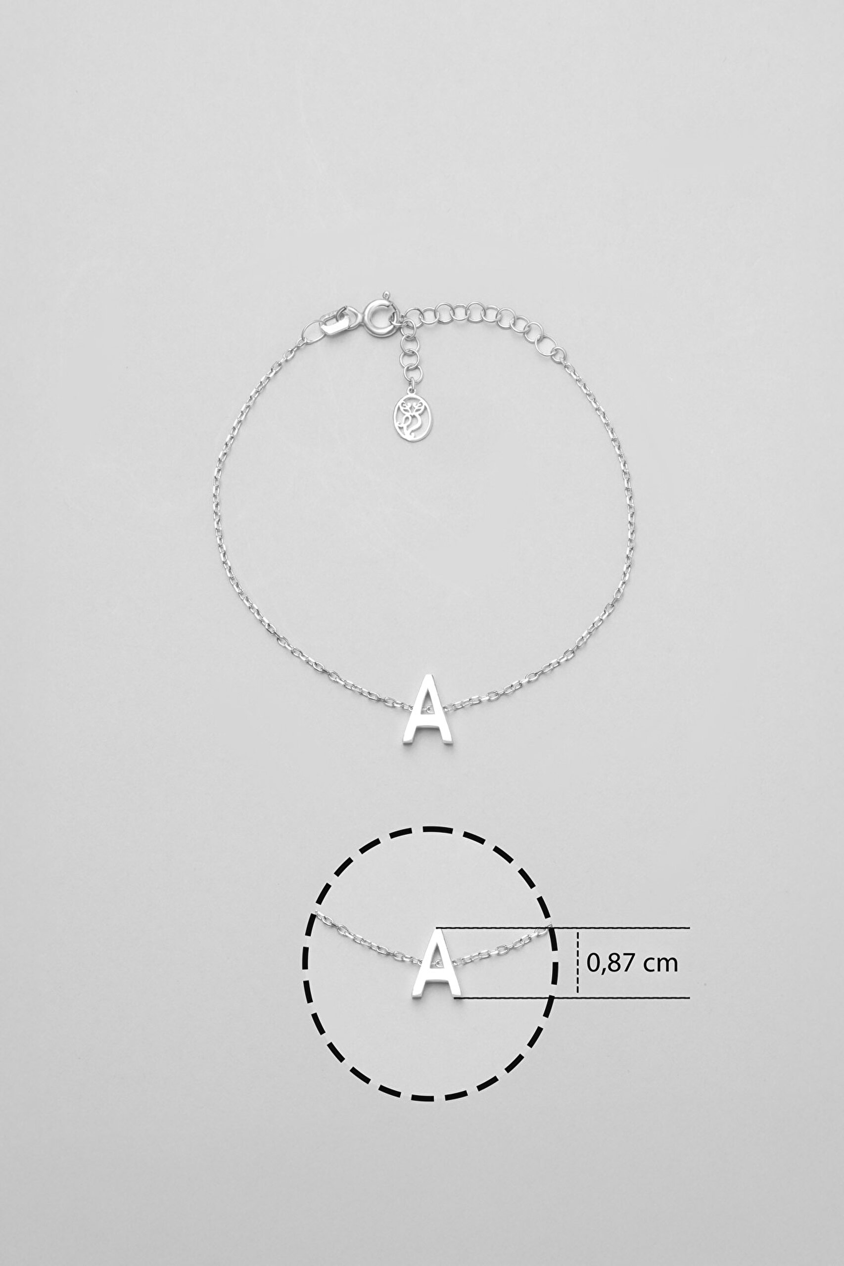 ⁠ My Story A Harfi 18 Ayar Beyaz Altın Kaplama 18 Cm Gümüş Bileklik_2}