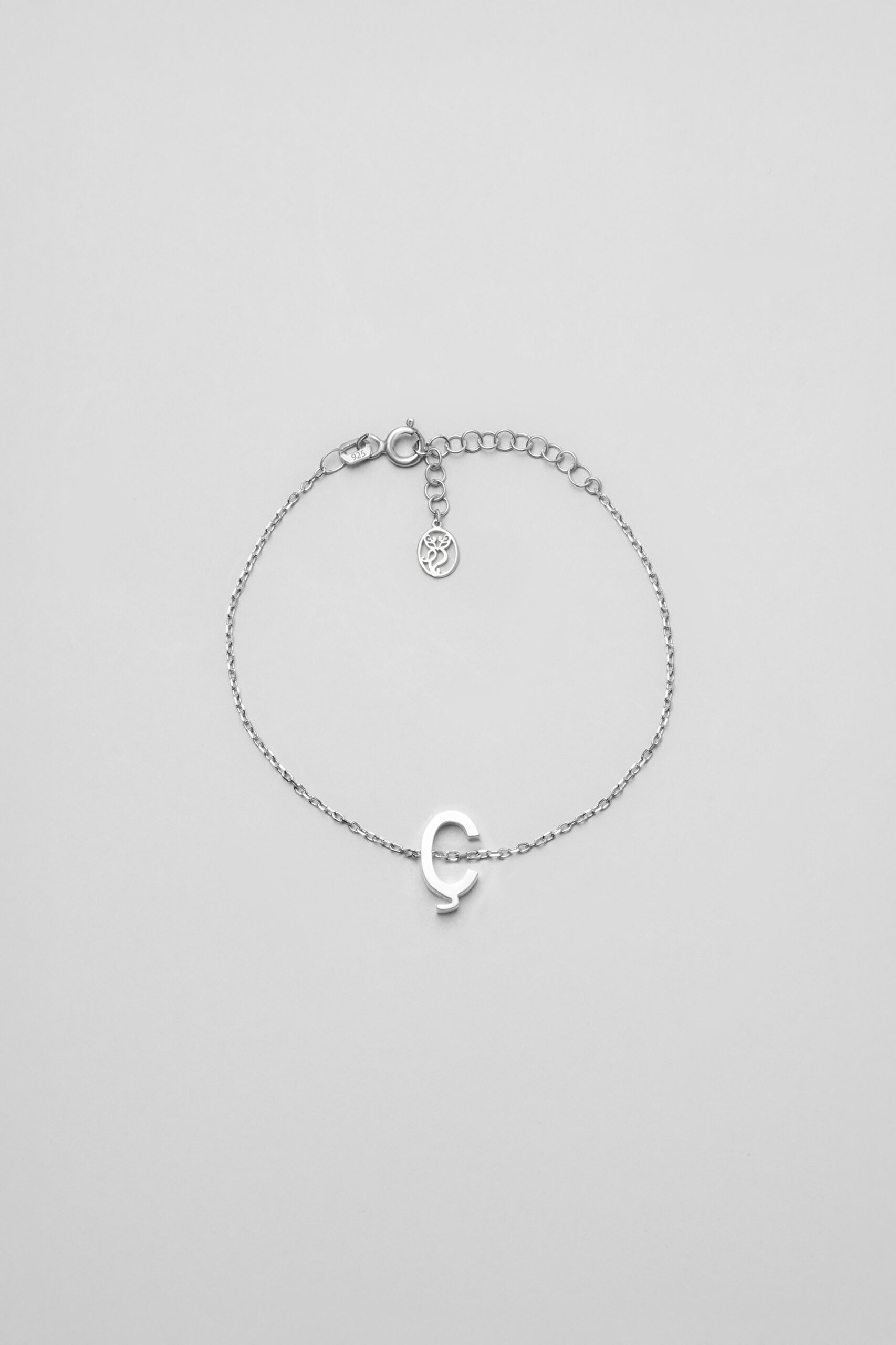 ⁠ My Story Ç Harfi 18 Ayar Beyaz Altın Kaplama 18 Cm Gümüş Bileklik_0}