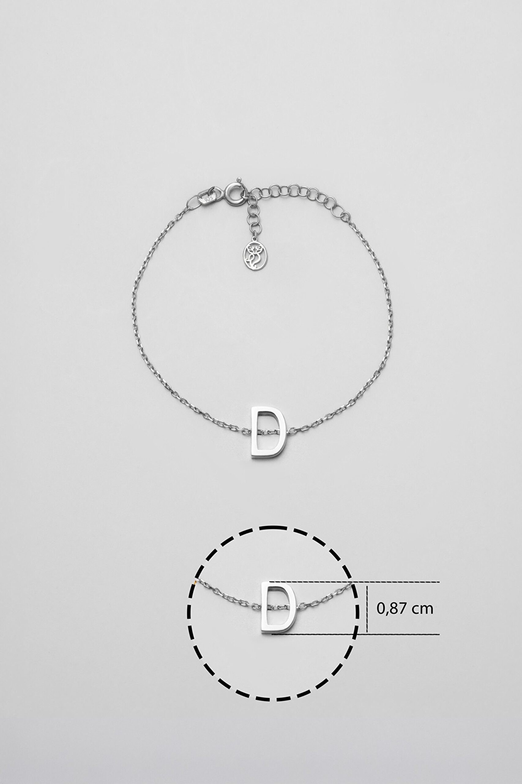 ⁠ My Story D Harfi 18 Ayar Beyaz Altın Kaplama 18 Cm Gümüş Bileklik_2}