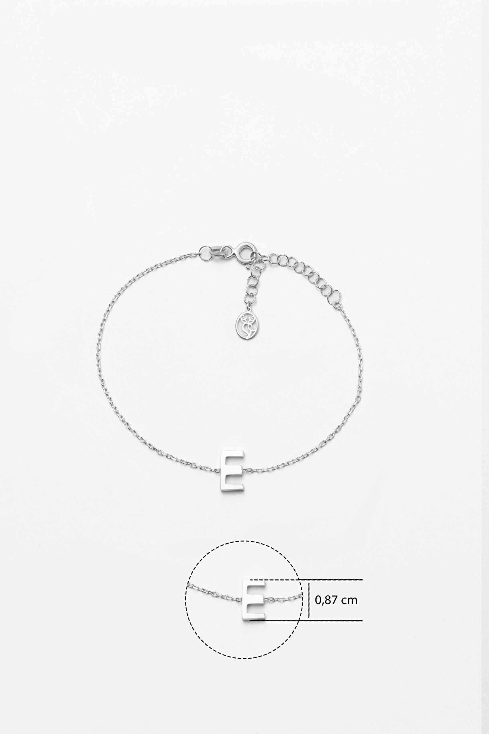 ⁠ My Story E Harfi 18 Ayar Beyaz Altın Kaplama 18 Cm Gümüş Bileklik_2}