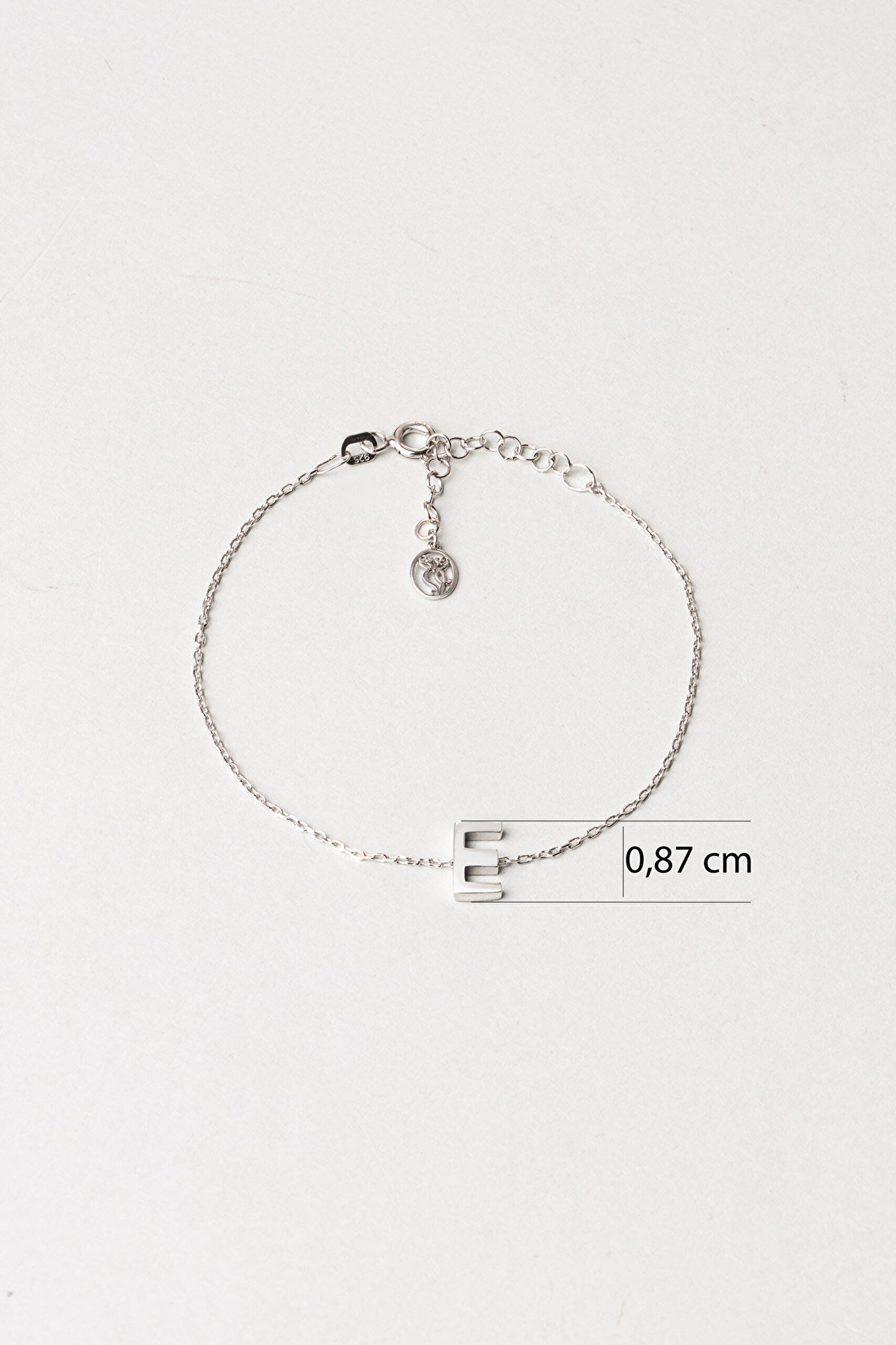 My Story E Harfi 18 Ayar Beyaz Altın Kaplama 18 Cm Gümüş Bileklik - 2