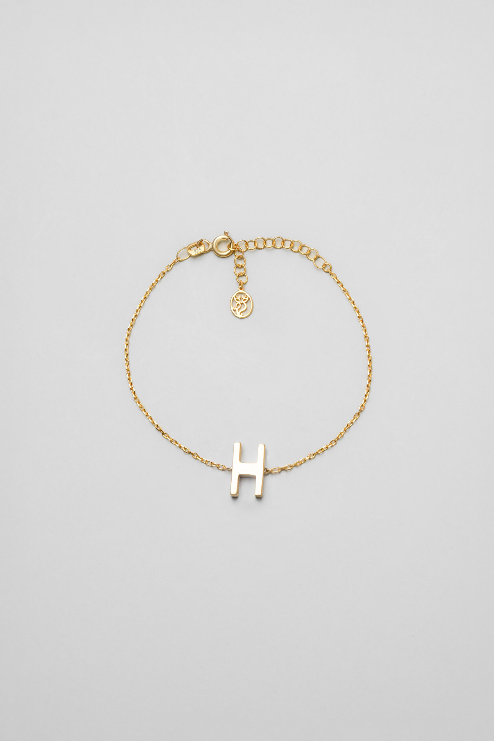 ⁠ My Story H Harfi 18 Ayar Sarı Altın Kaplama 18 Cm Gümüş Bileklik_0}