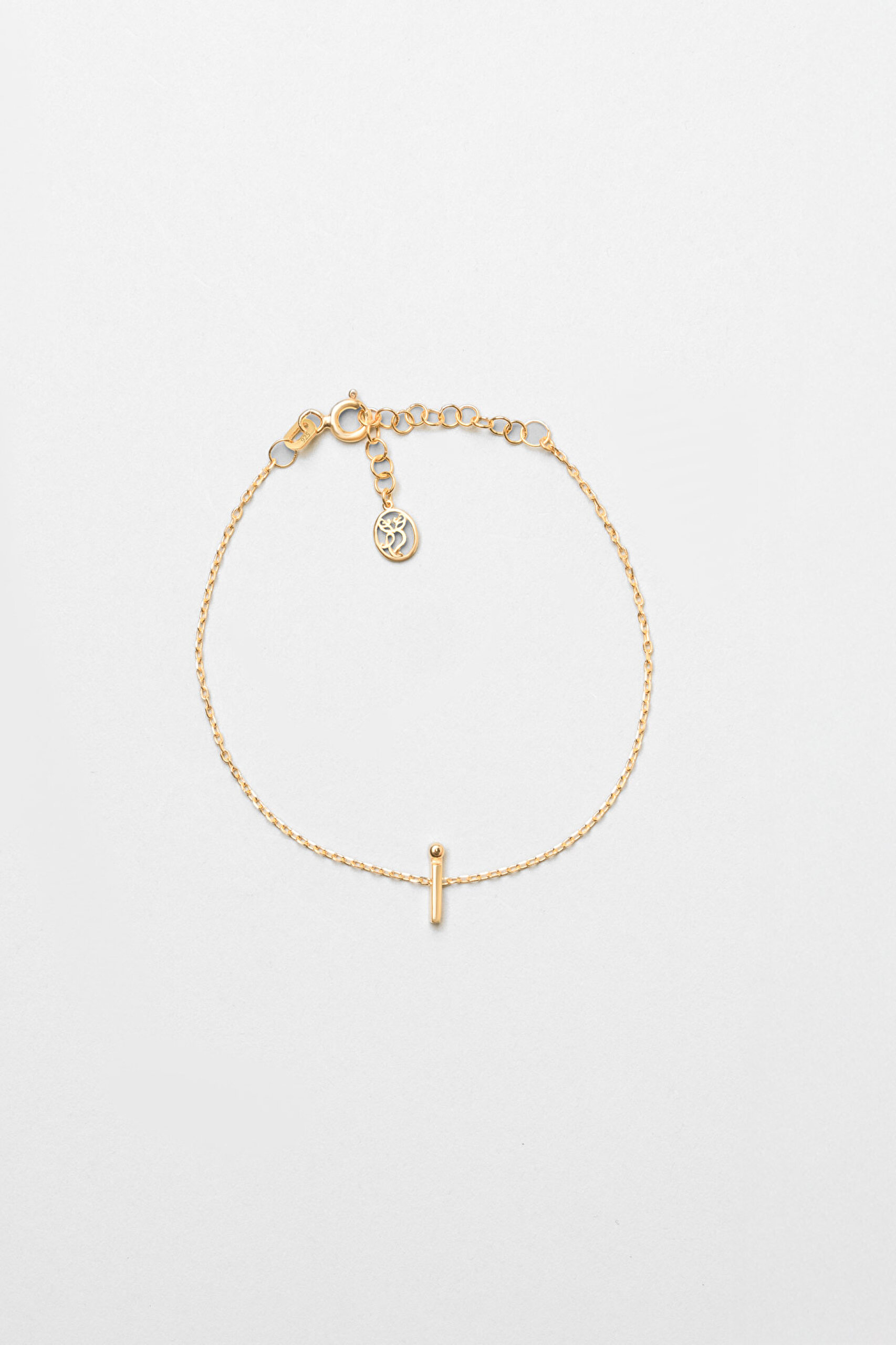 ⁠ My Story İ Harfi 18 Ayar Sarı Altın Kaplama 18 Cm Gümüş Bileklik_0}