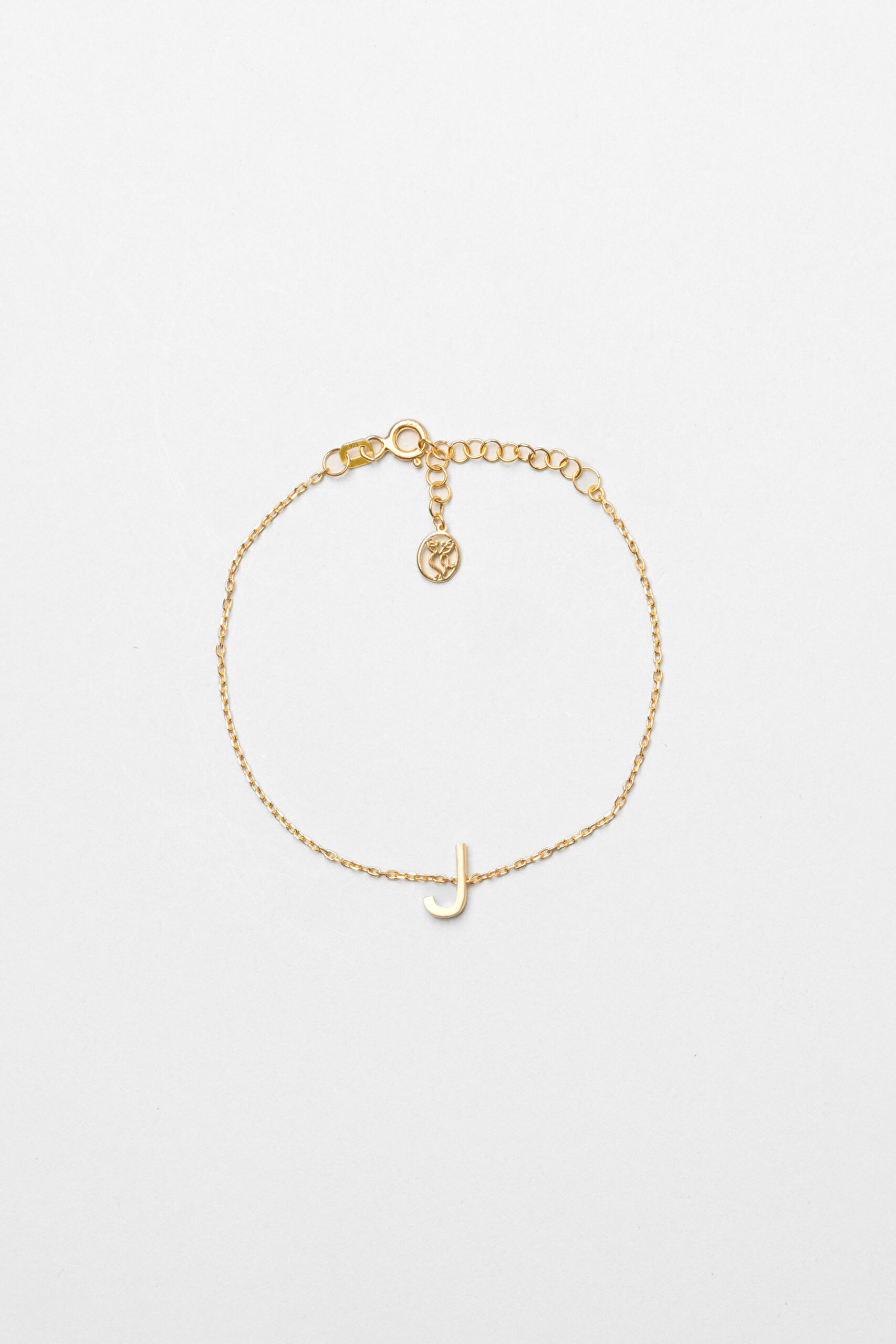 ⁠ My Story J Harfi 18 Ayar Sarı Altın Kaplama 18 Cm Gümüş Bileklik_0}