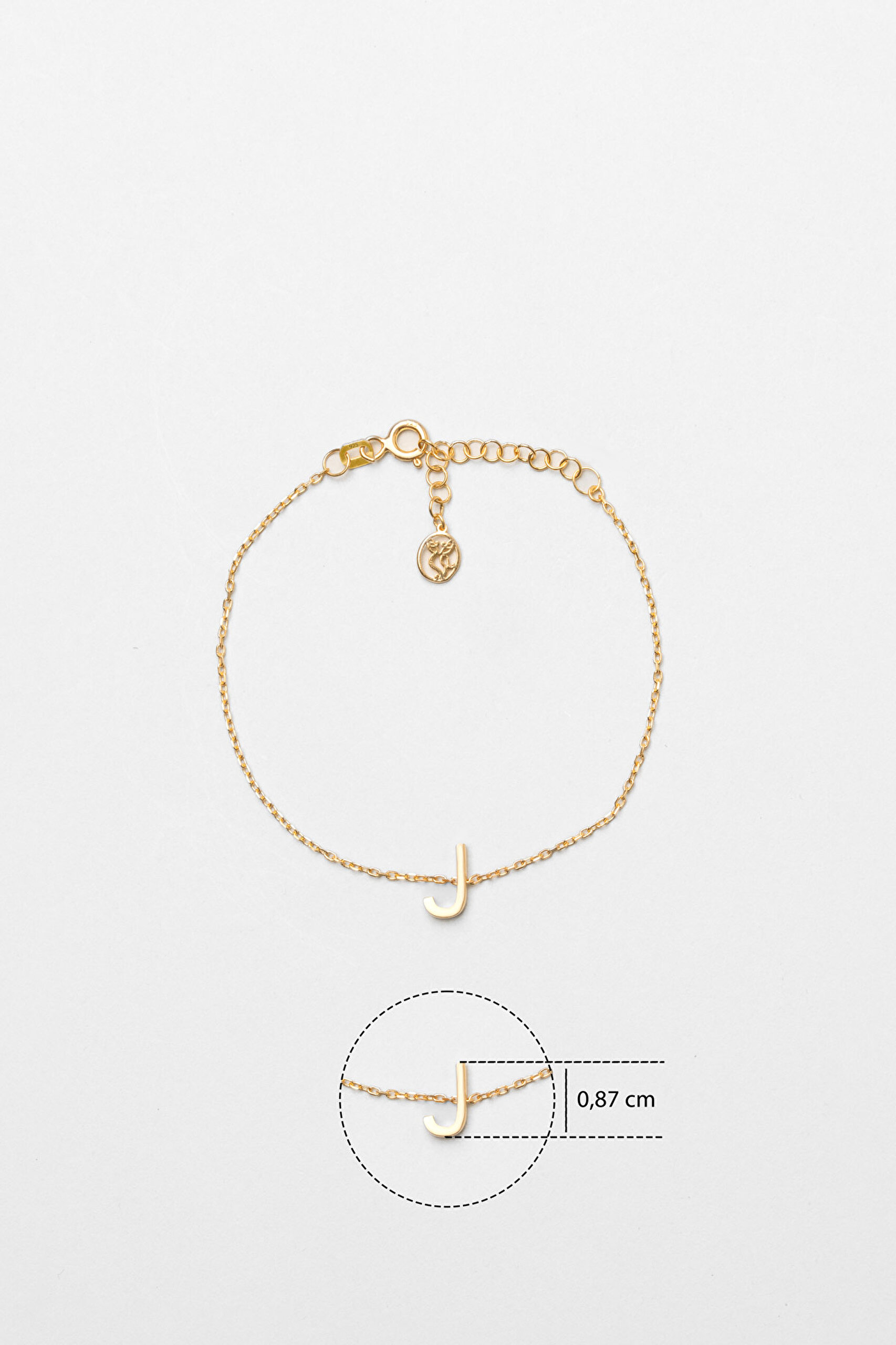 ⁠ My Story J Harfi 18 Ayar Sarı Altın Kaplama 18 Cm Gümüş Bileklik_2}