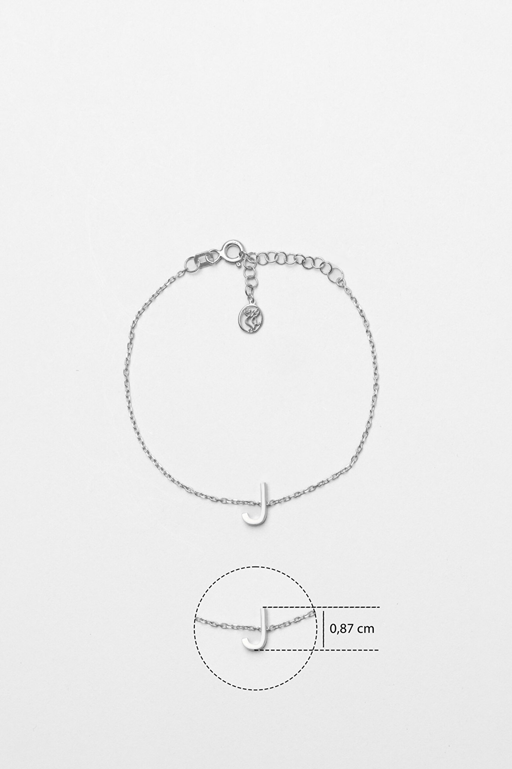 ⁠ My Story J Harfi 18 Ayar Beyaz Altın Kaplama 18 Cm Gümüş Bileklik_2}