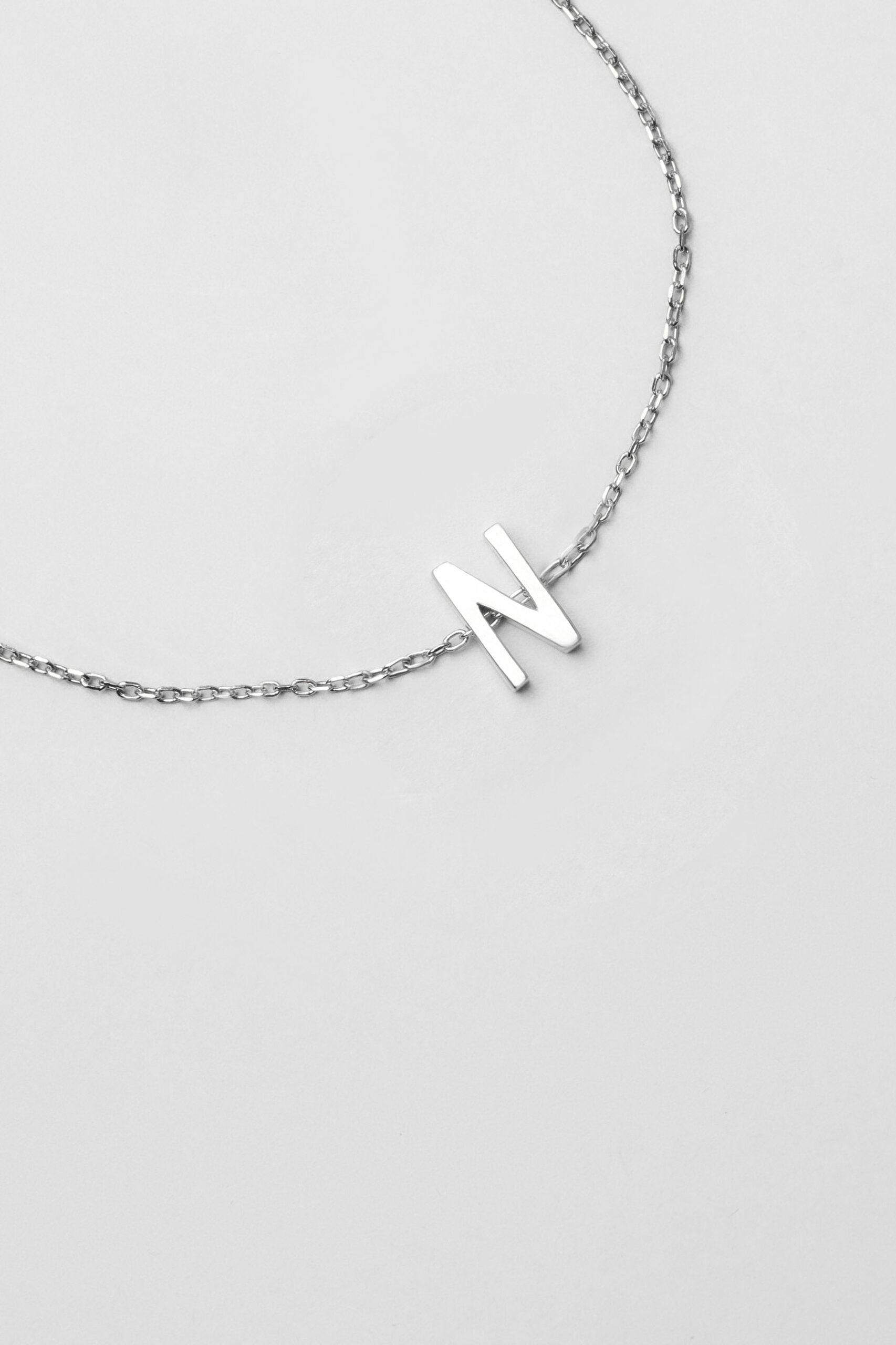 ⁠ My Story N Harfi 18 Ayar Beyaz Altın Kaplama 18 Cm Gümüş Bileklik_3}