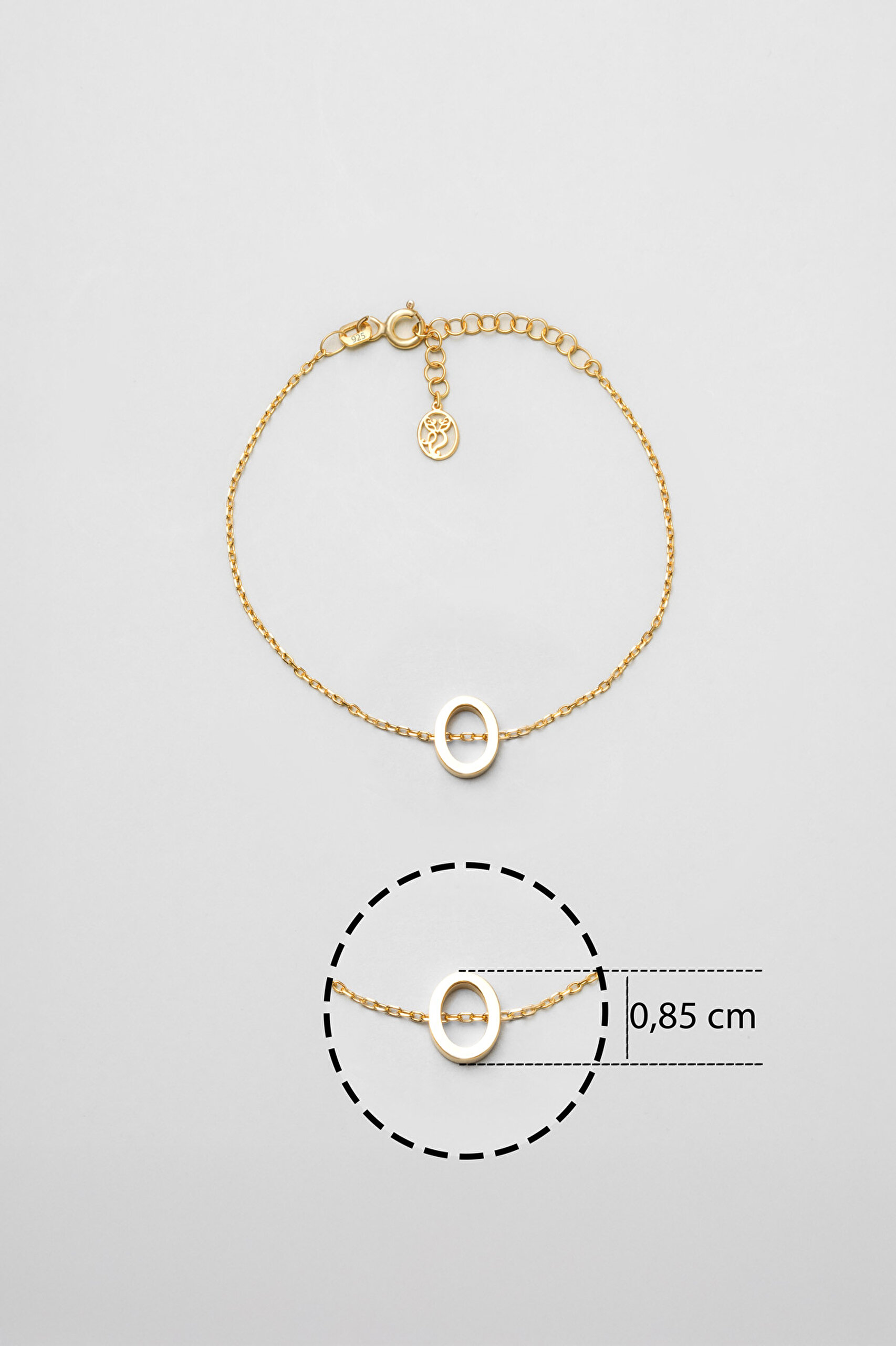 ⁠ My Story O Harfi 18 Ayar Sarı Altın Kaplama 18 Cm Gümüş Bileklik_2}