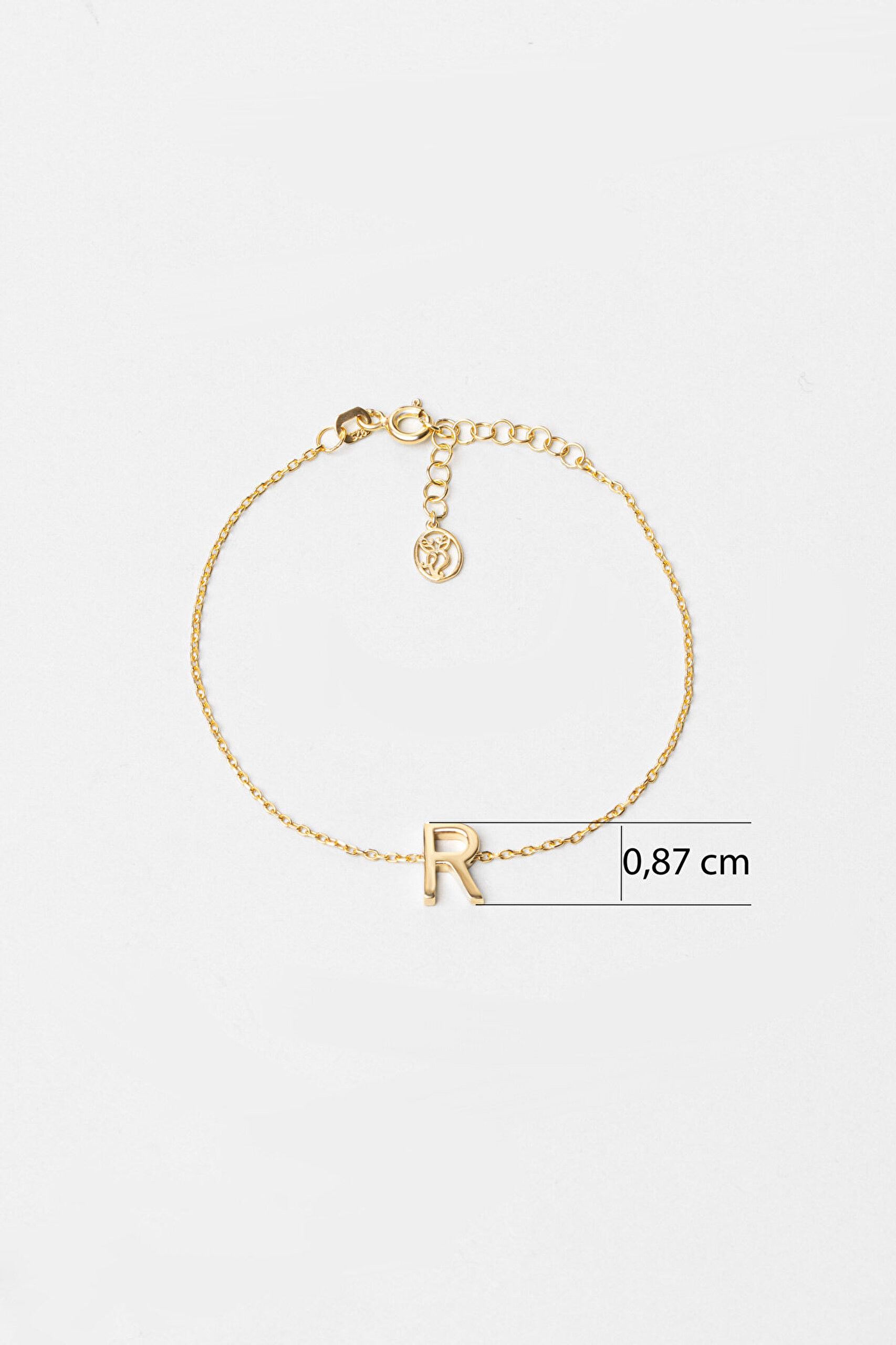 My Story R Harfi 18 Ayar Sarı Altın Kaplama 18 Cm Gümüş Bileklik - 2