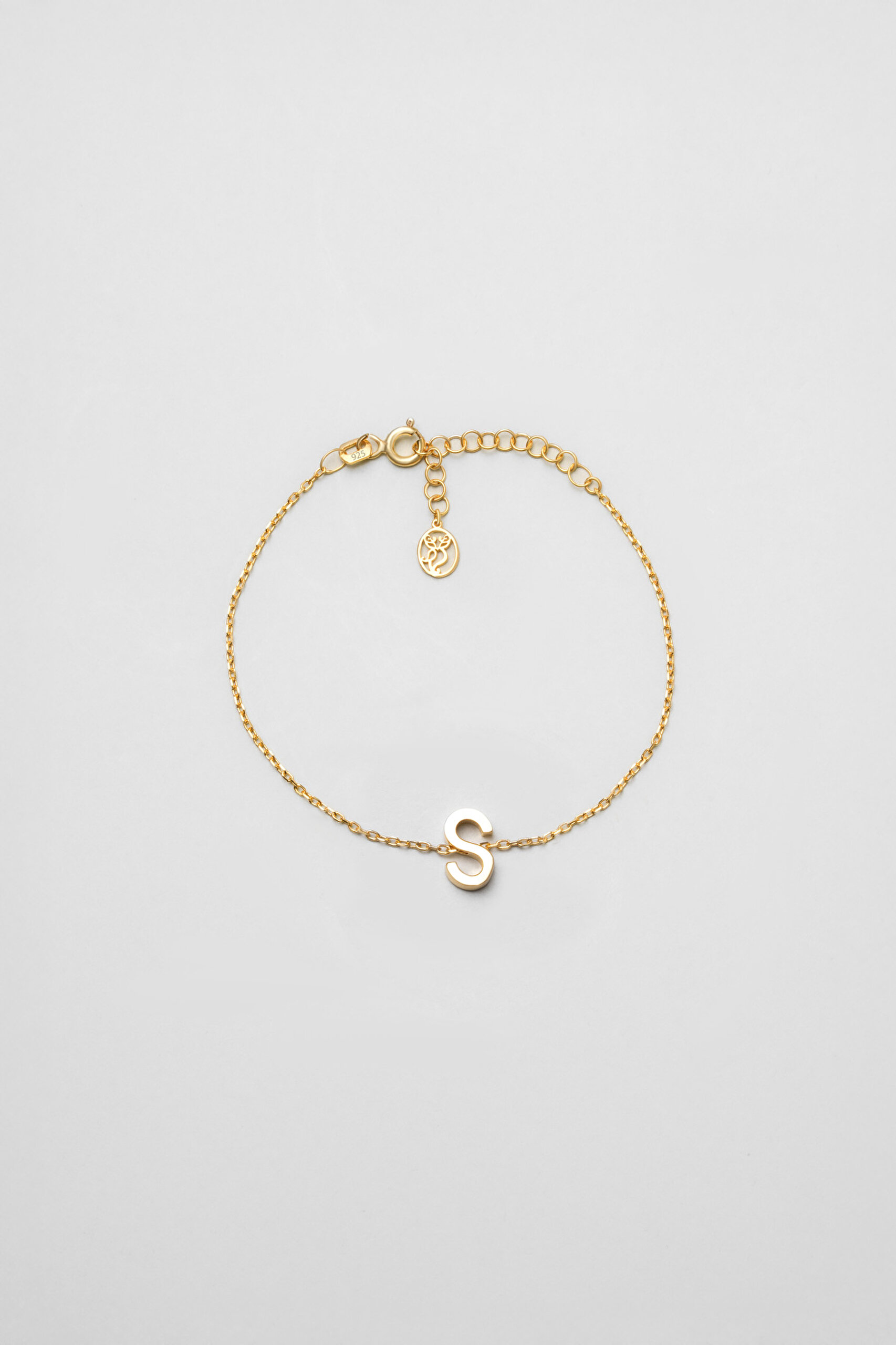⁠ My Story S Harfi 18 Ayar Sarı Altın Kaplama 18 Cm Gümüş Bileklik_0}