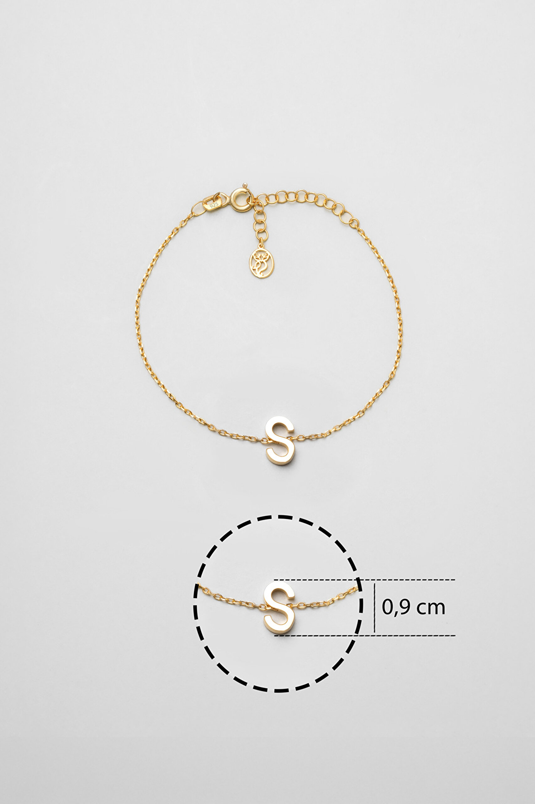 ⁠ My Story S Harfi 18 Ayar Sarı Altın Kaplama 18 Cm Gümüş Bileklik_2}