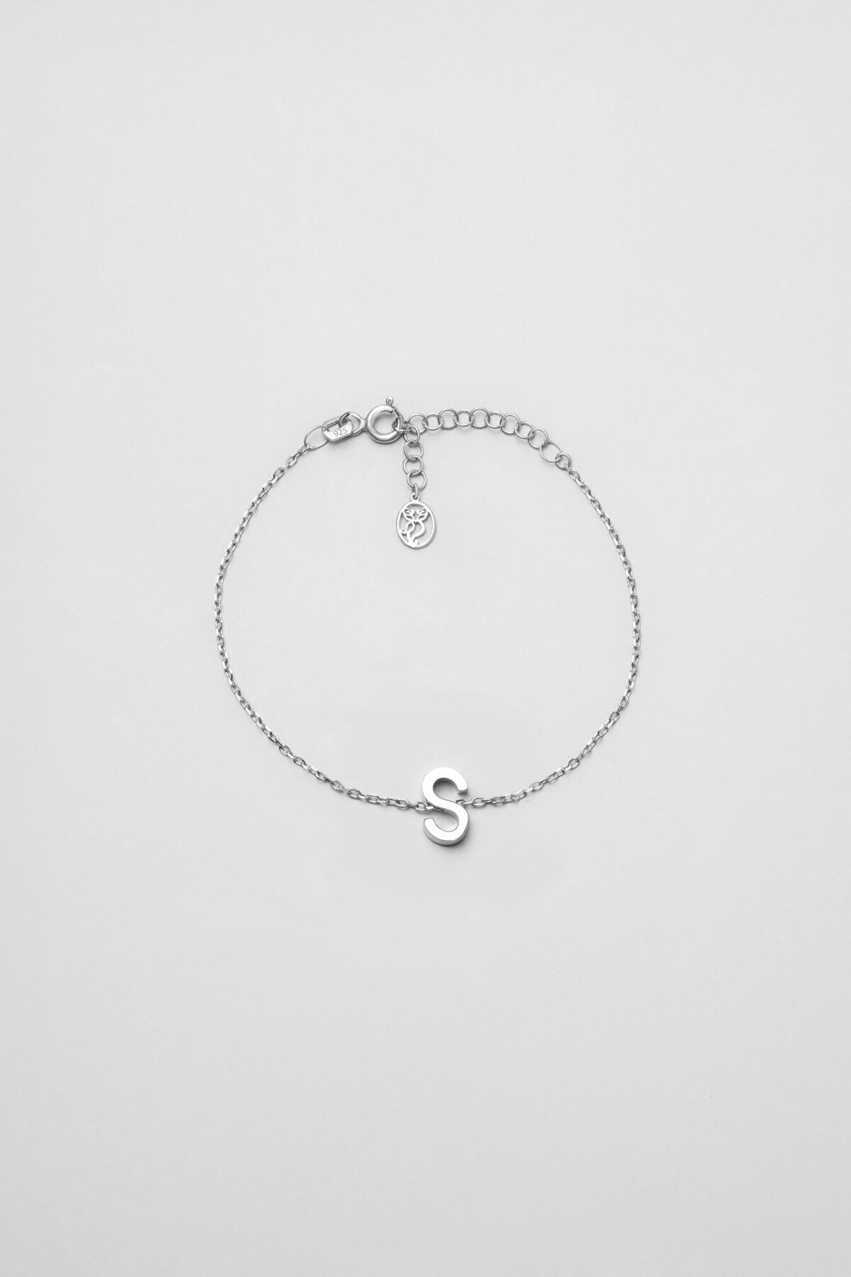 My Story S Harfi 18 Ayar Beyaz Altın Kaplama 18 Cm Gümüş Bileklik - 0