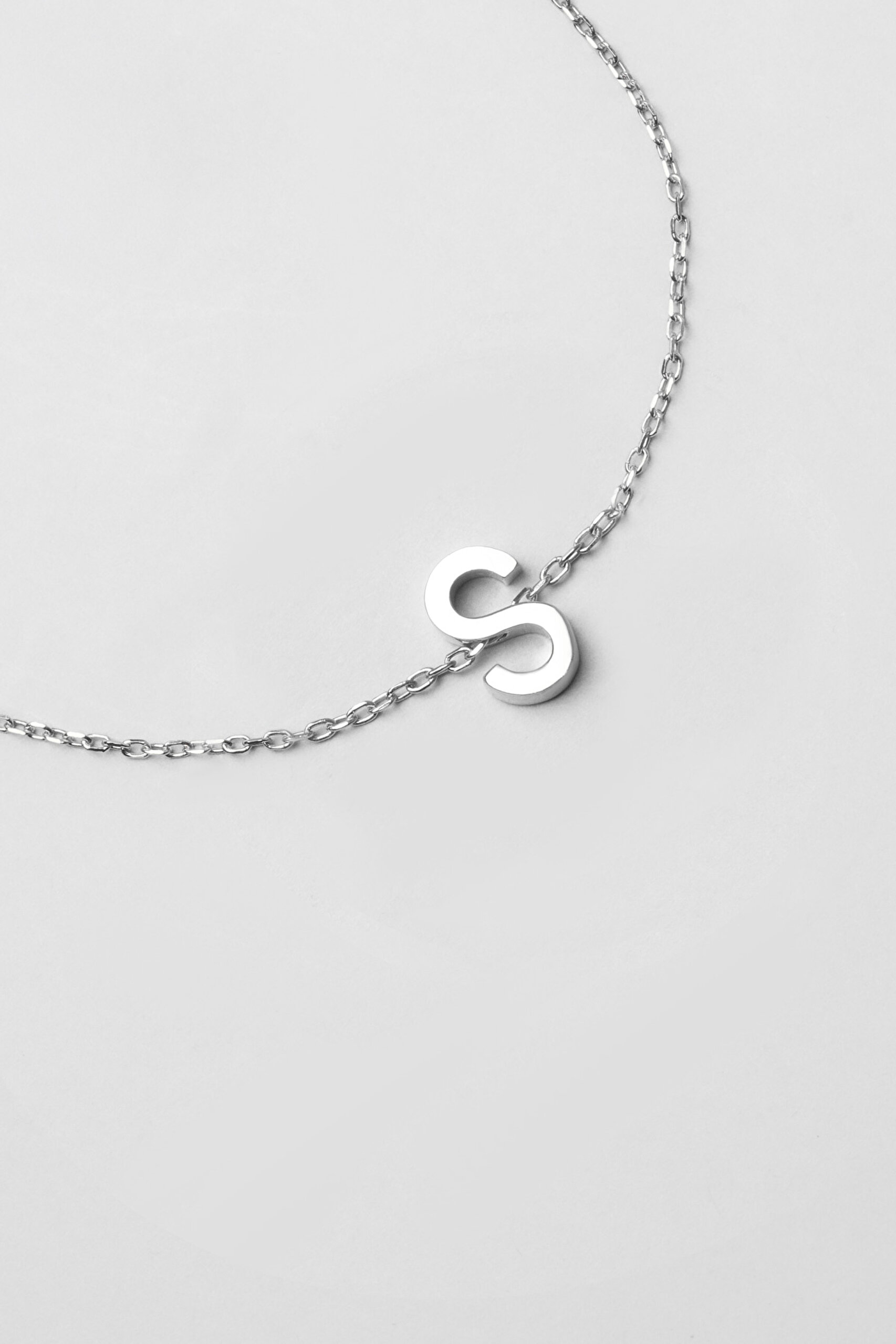 My Story S Harfi 18 Ayar Beyaz Altın Kaplama 18 Cm Gümüş Bileklik - 3