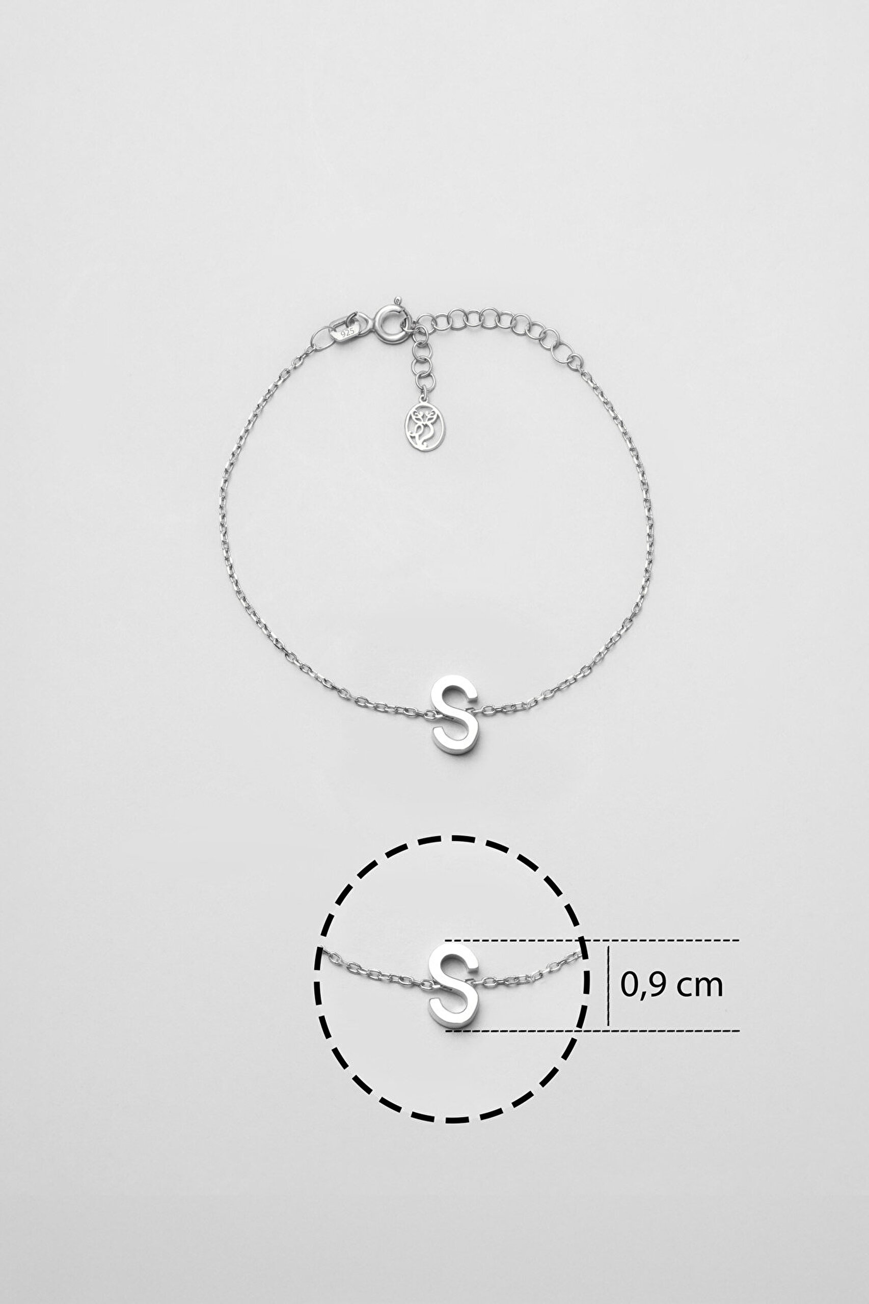 My Story S Harfi 18 Ayar Beyaz Altın Kaplama 18 Cm Gümüş Bileklik - 2