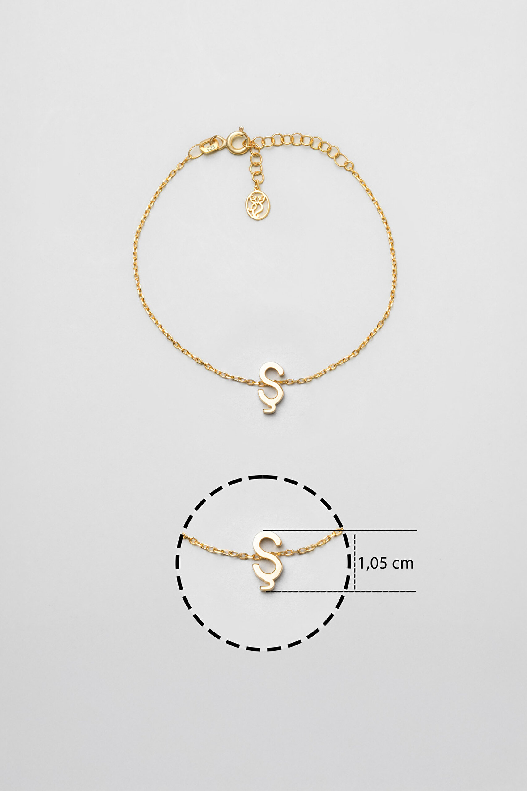 ⁠ My Story Ş Harfi 18 Ayar Sarı Altın Kaplama 18 Cm Gümüş Bileklik_2}