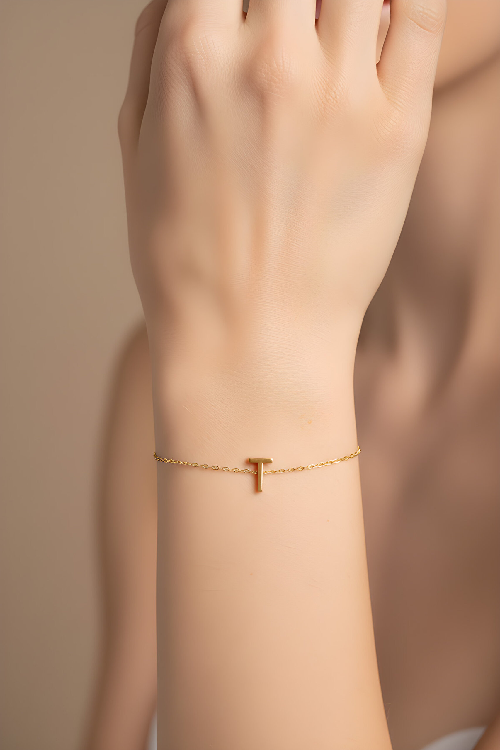 ⁠ My Story T Harfi 18 Ayar Sarı Altın Kaplama 18 Cm Gümüş Bileklik_1}