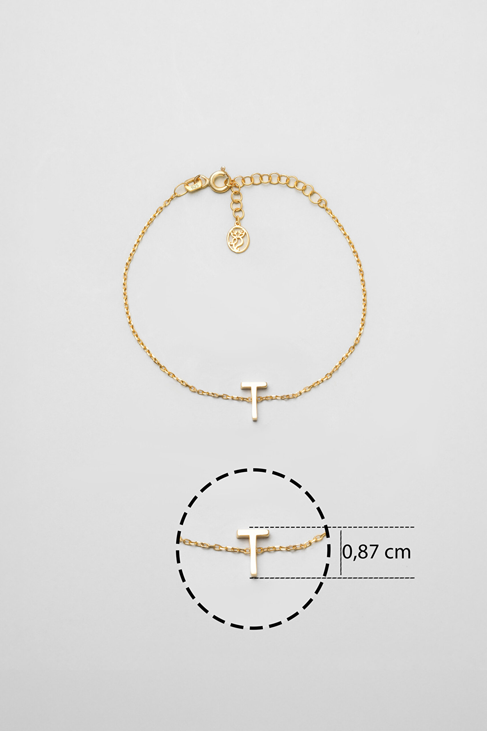 ⁠ My Story T Harfi 18 Ayar Sarı Altın Kaplama 18 Cm Gümüş Bileklik_2}