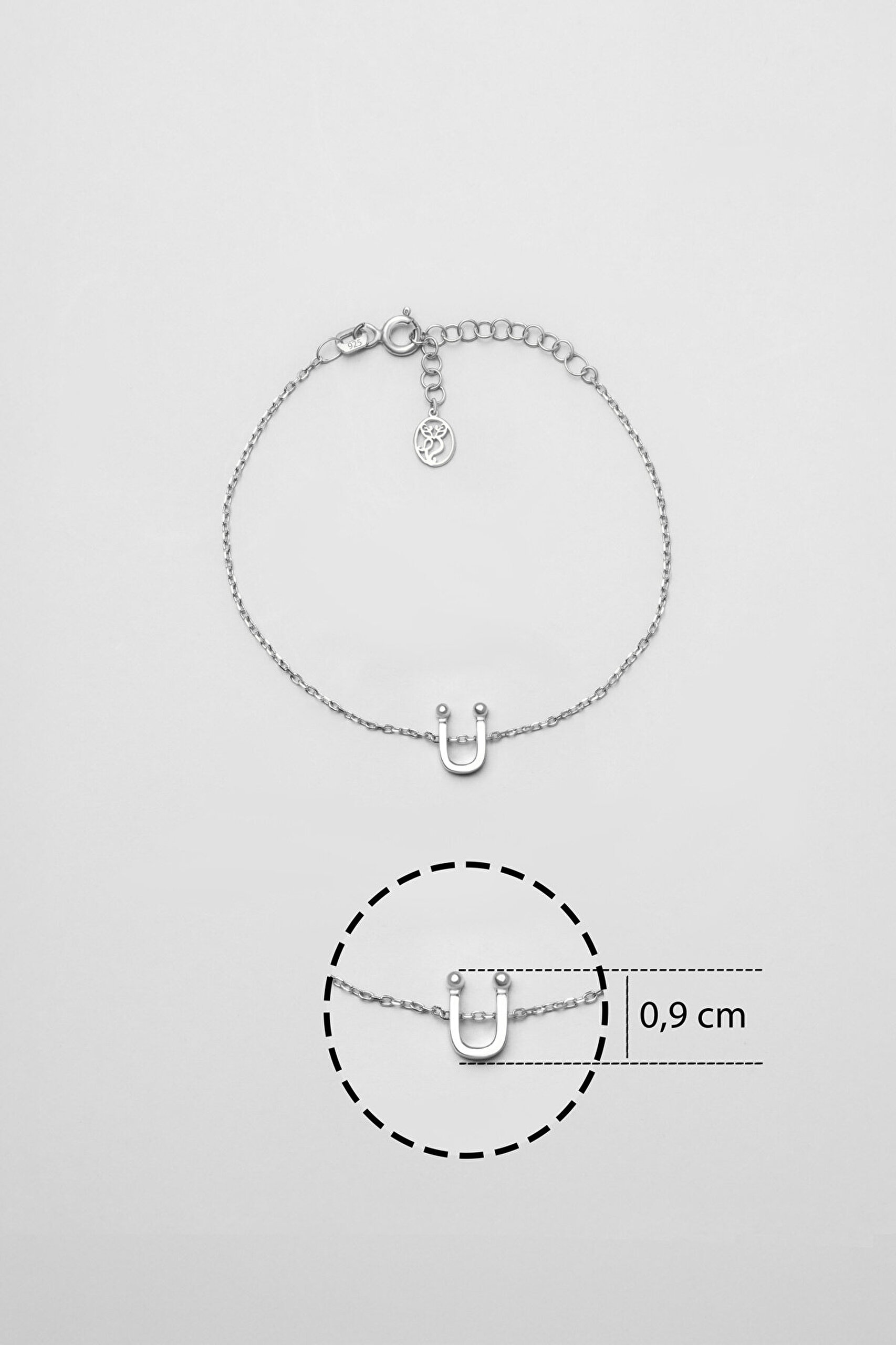 My Story Ü Harfi 18 Ayar Beyaz Altın Kaplama 18 Cm Gümüş Bileklik - 2