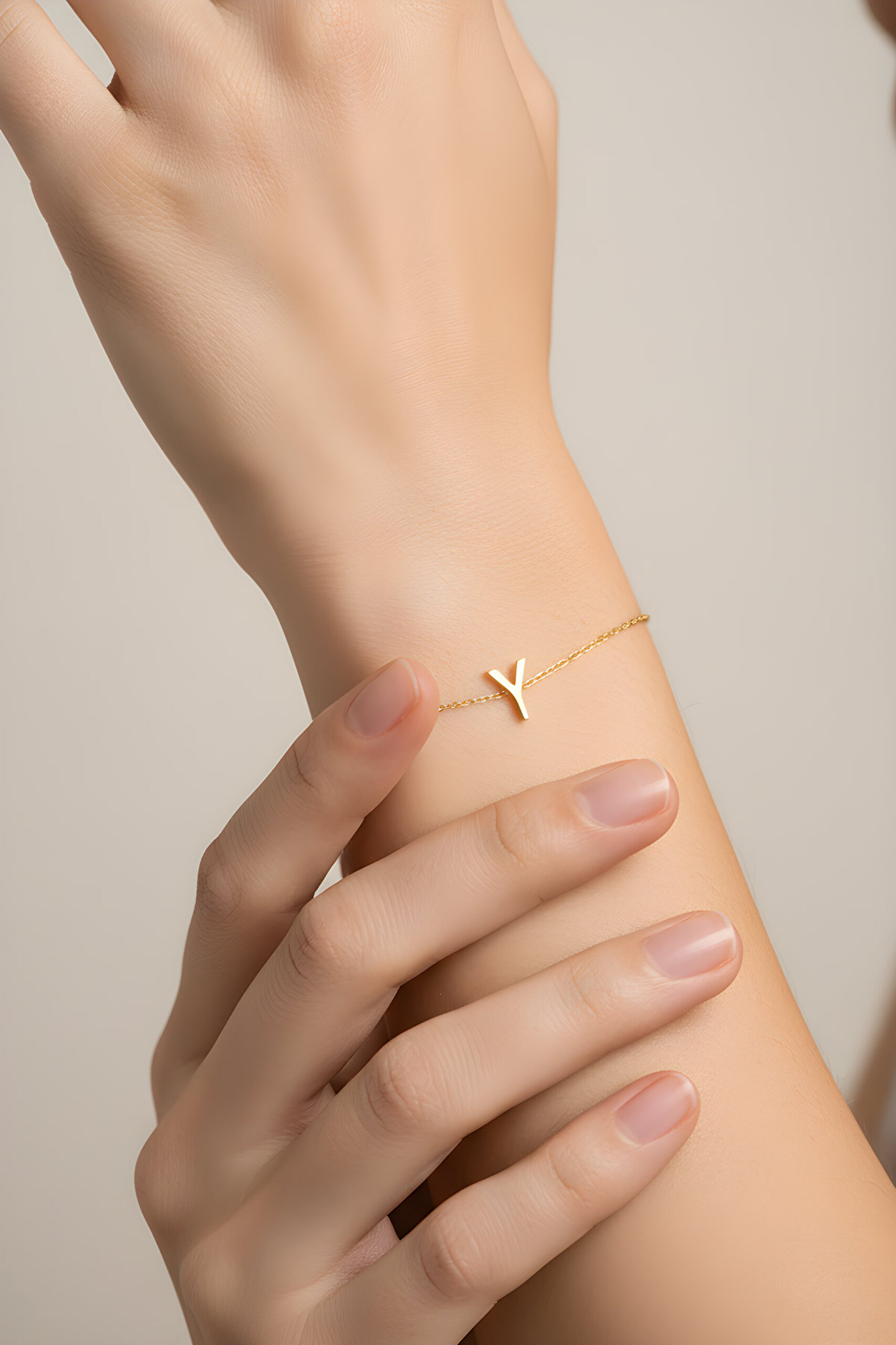 ⁠ My Story Y Harfi 18 Ayar Sarı Altın Kaplama 18 Cm Gümüş Bileklik_1}